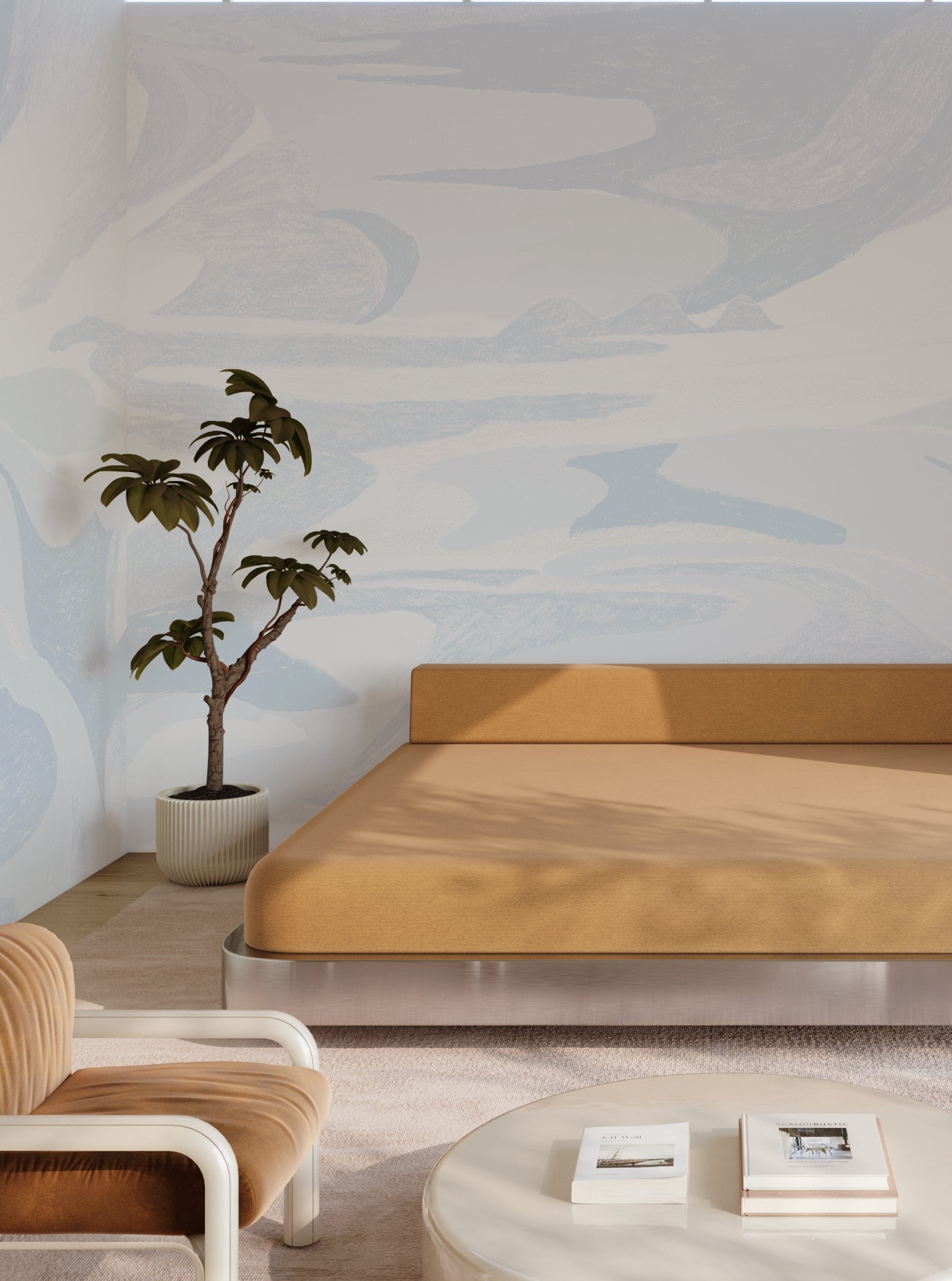 American Landscape© Mural Wallpaper in french blue