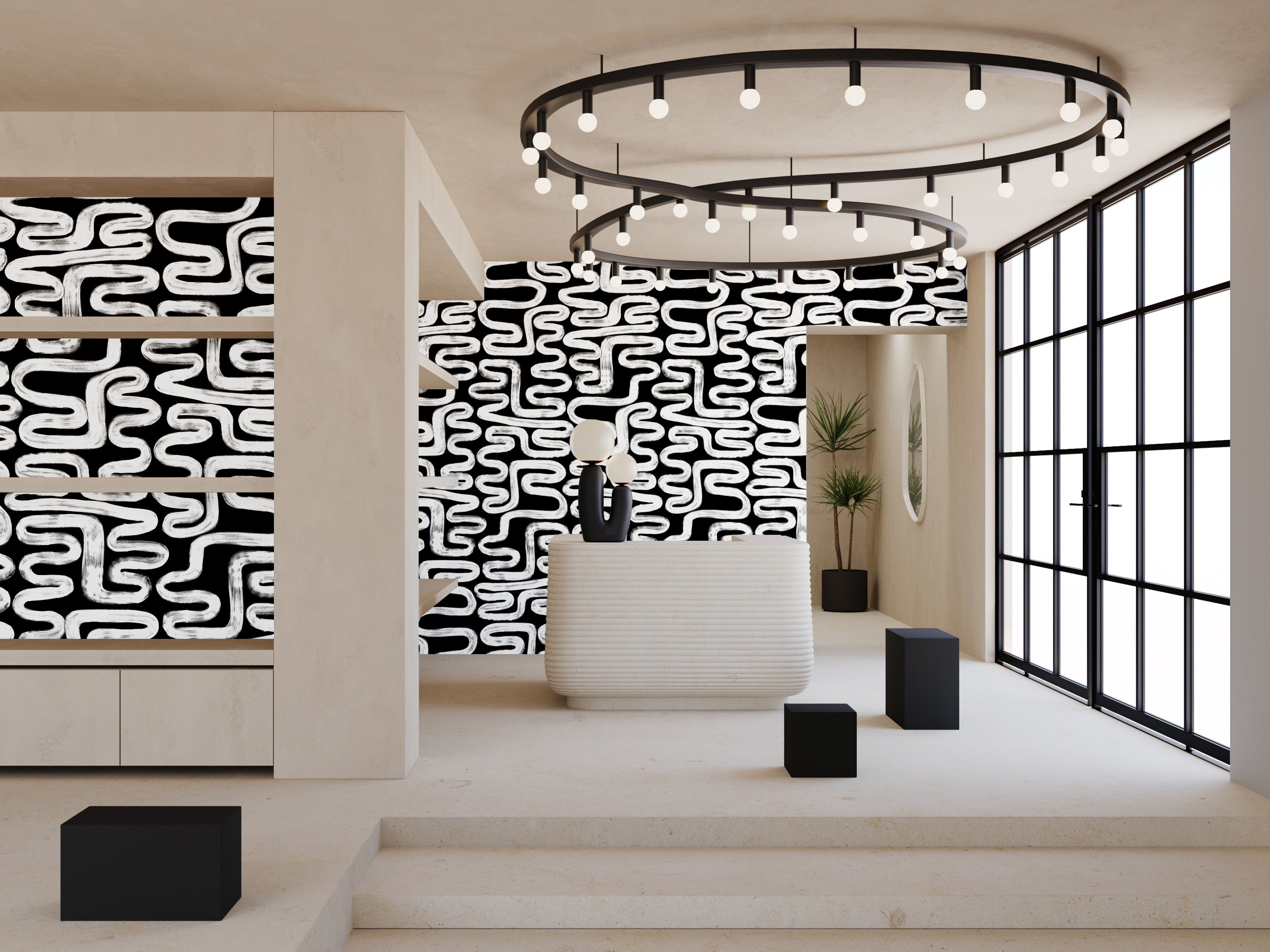 Azteca© Wallpaper in Charcoal black