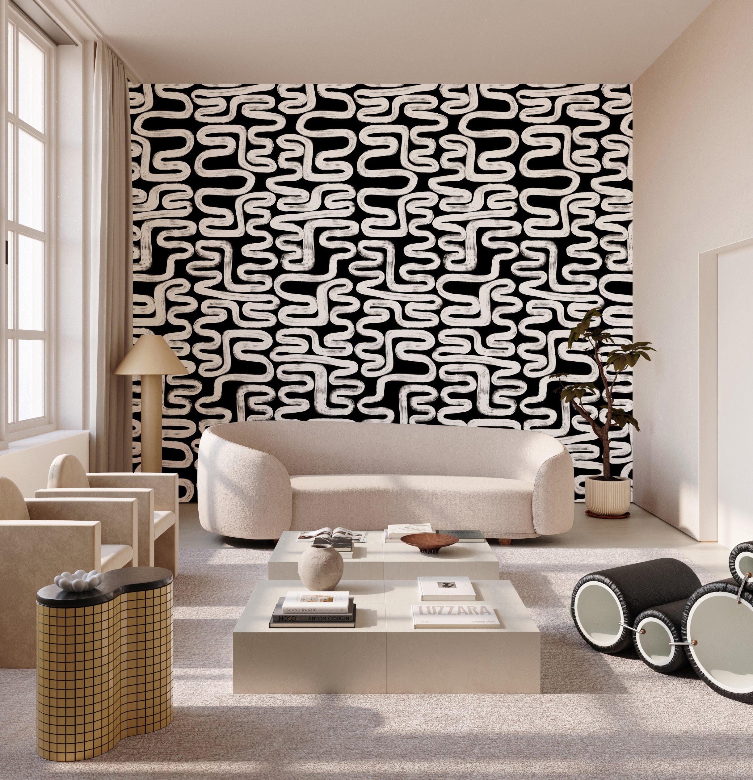 Azteca© Wallpaper in Charcoal black