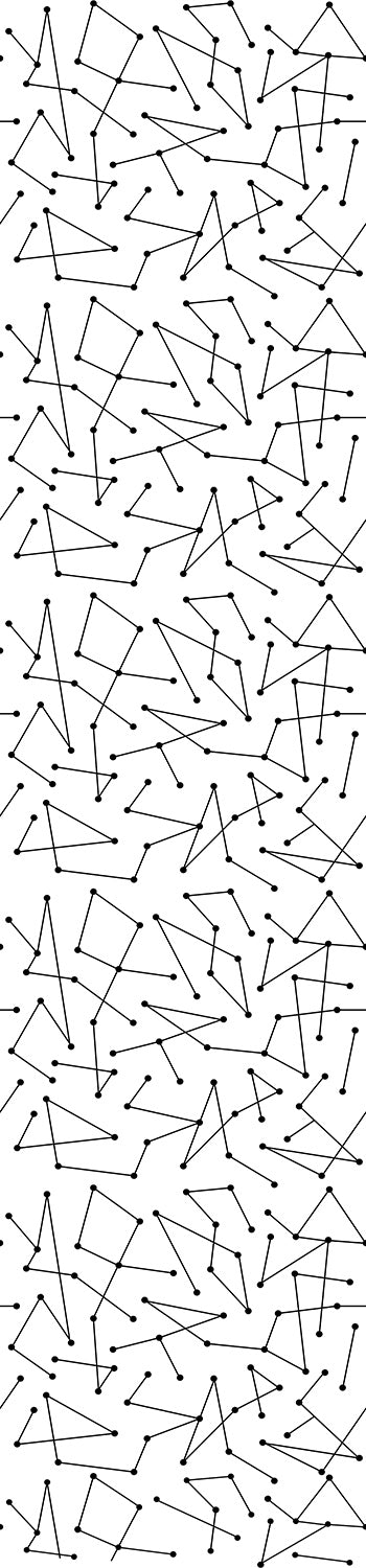 A roll of dot to dot patterned wallpaper in black and white with a geometric design from drop it MODERN.