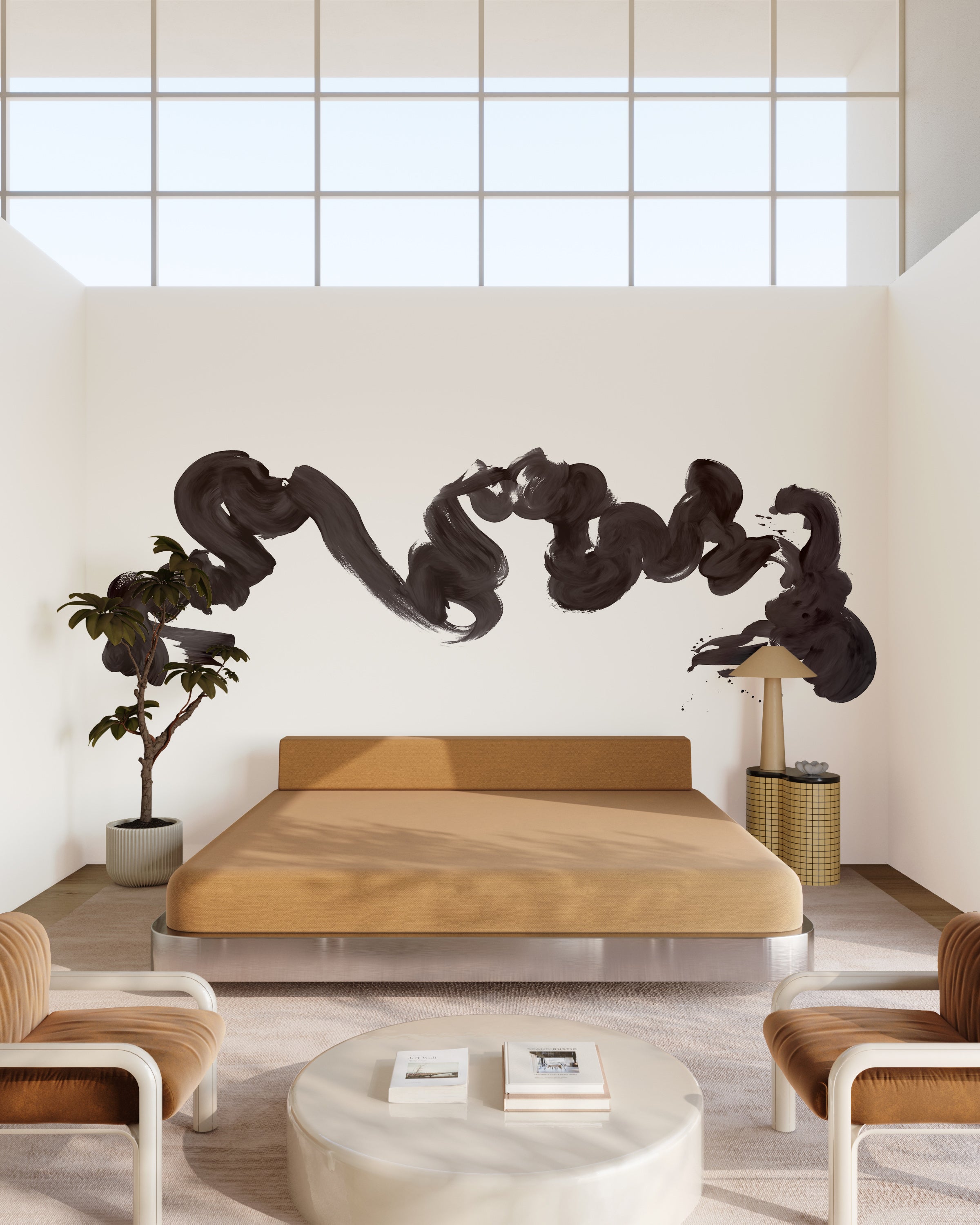 Abstract Art© Mural Wallpaper in Carbon