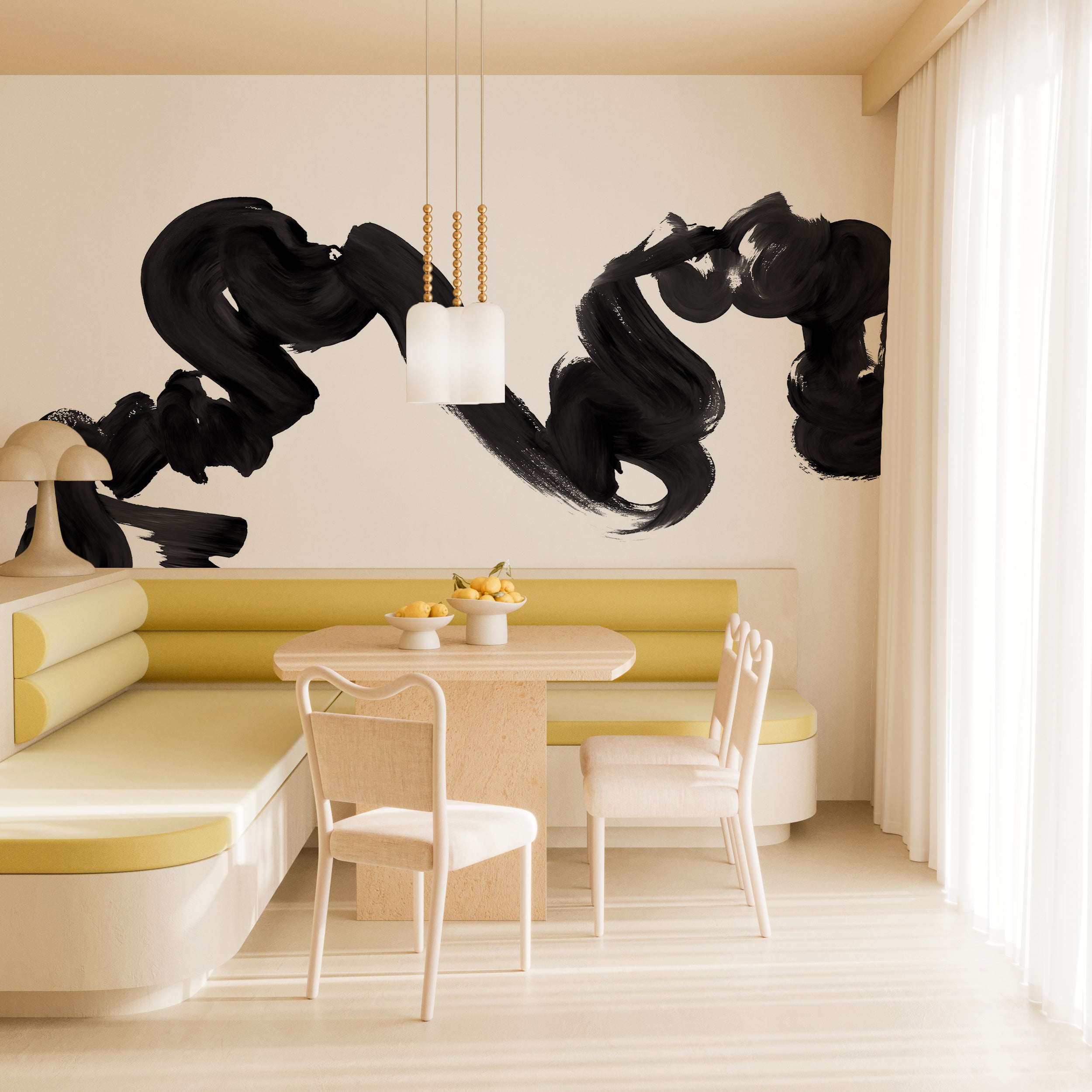 Abstract Art© Mural Wallpaper in Carbon