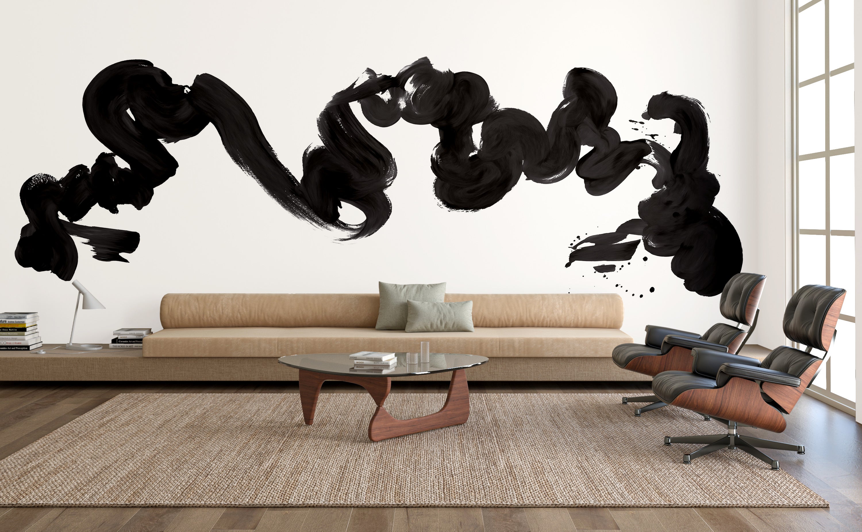 Abstract Art© Mural Wallpaper in Carbon