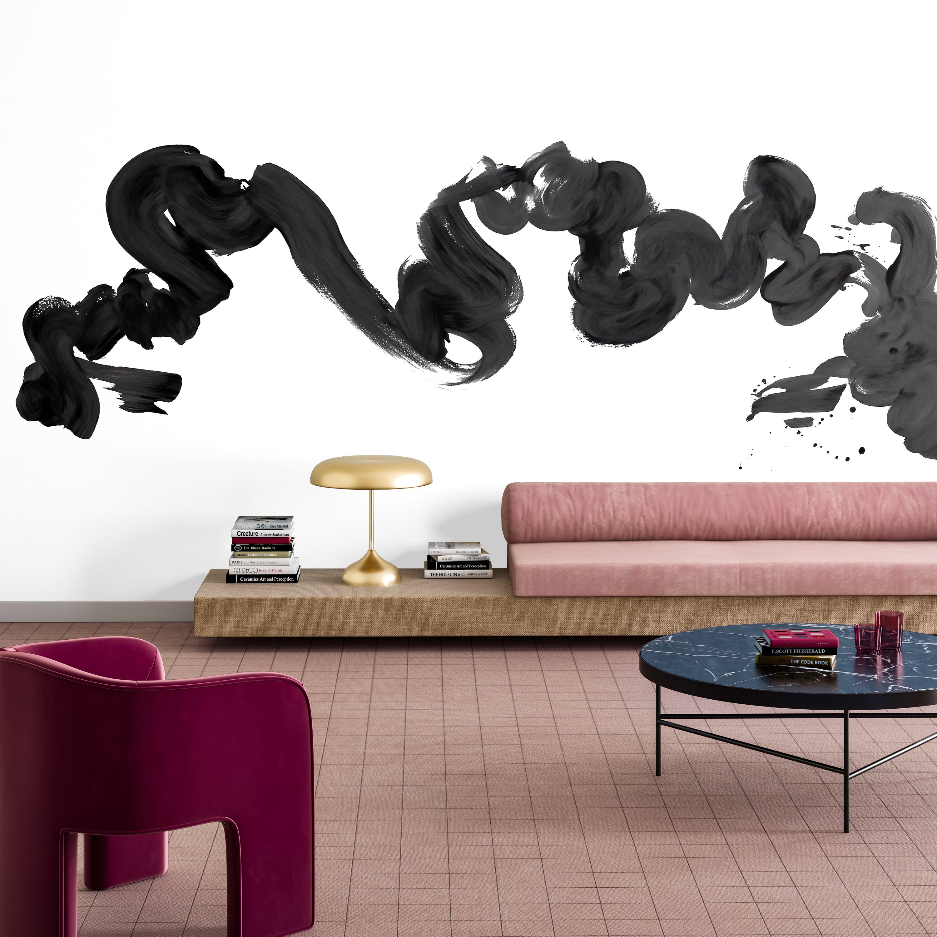 Abstract Art© Mural Wallpaper in Carbon