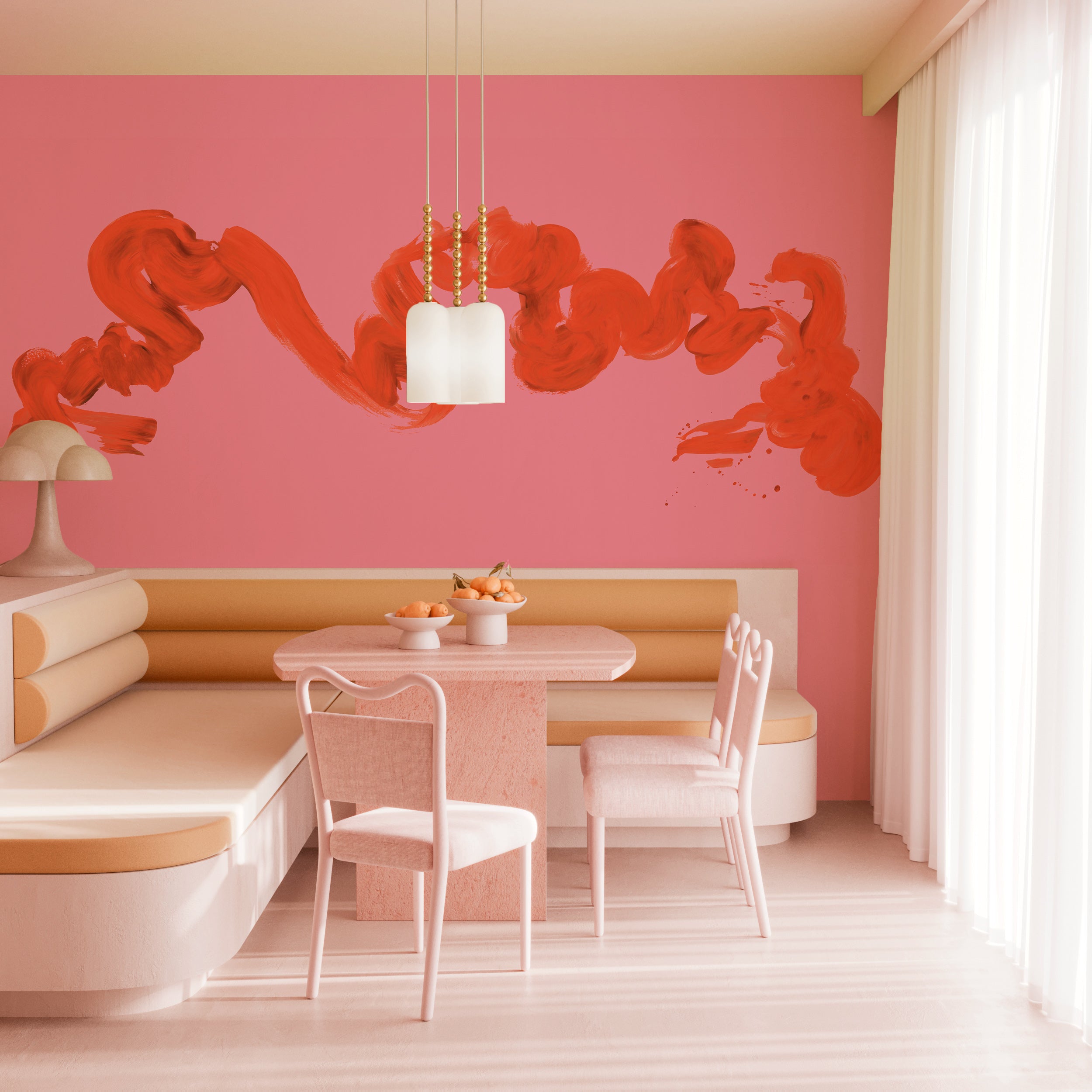 Abstract Art© Mural Wallpaper in Fuchsia