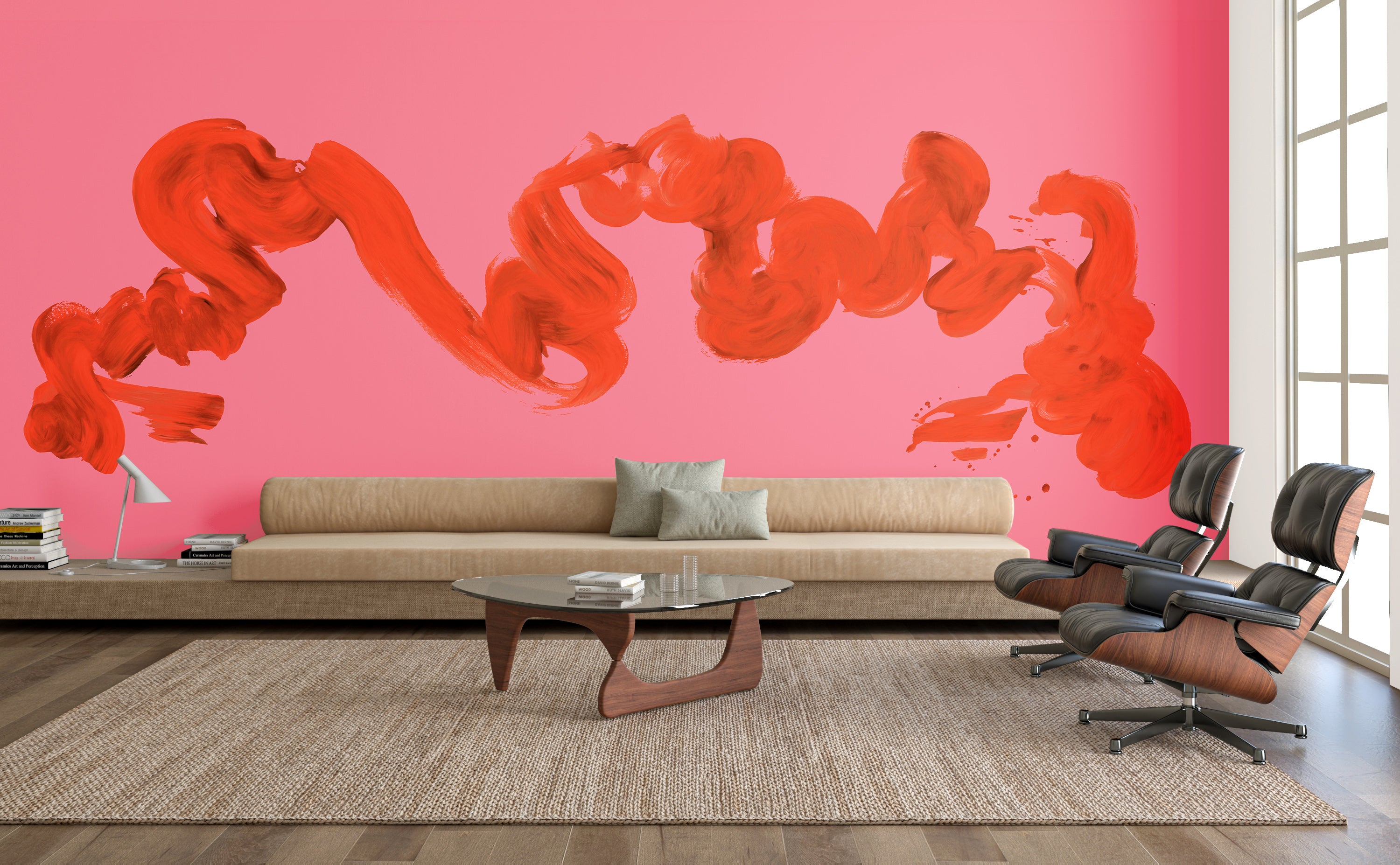 Abstract Art© Mural Wallpaper in Fuchsia