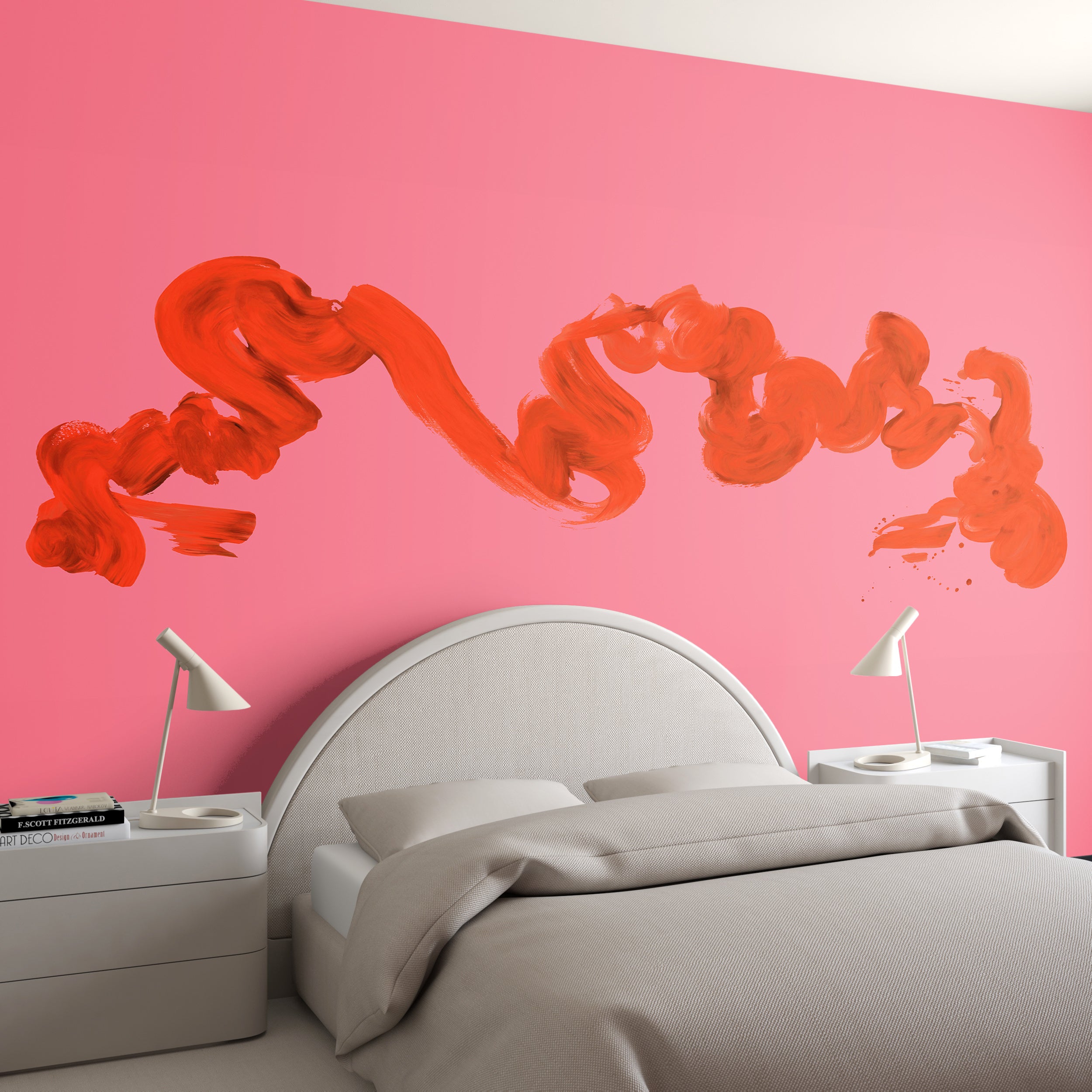 Abstract Art© Mural Wallpaper in Fuchsia