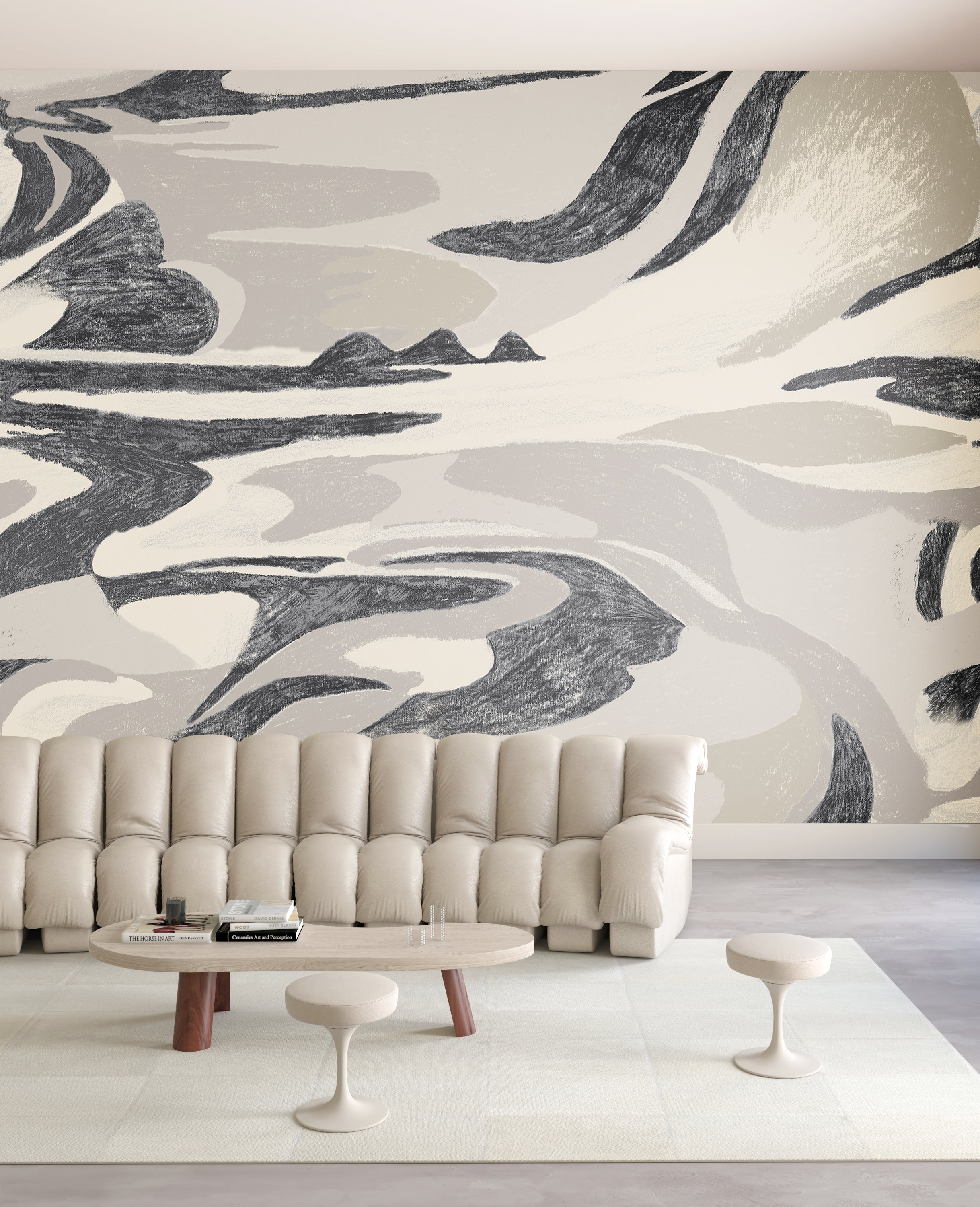 American Landscape© Mural Wallpaper in black + creme