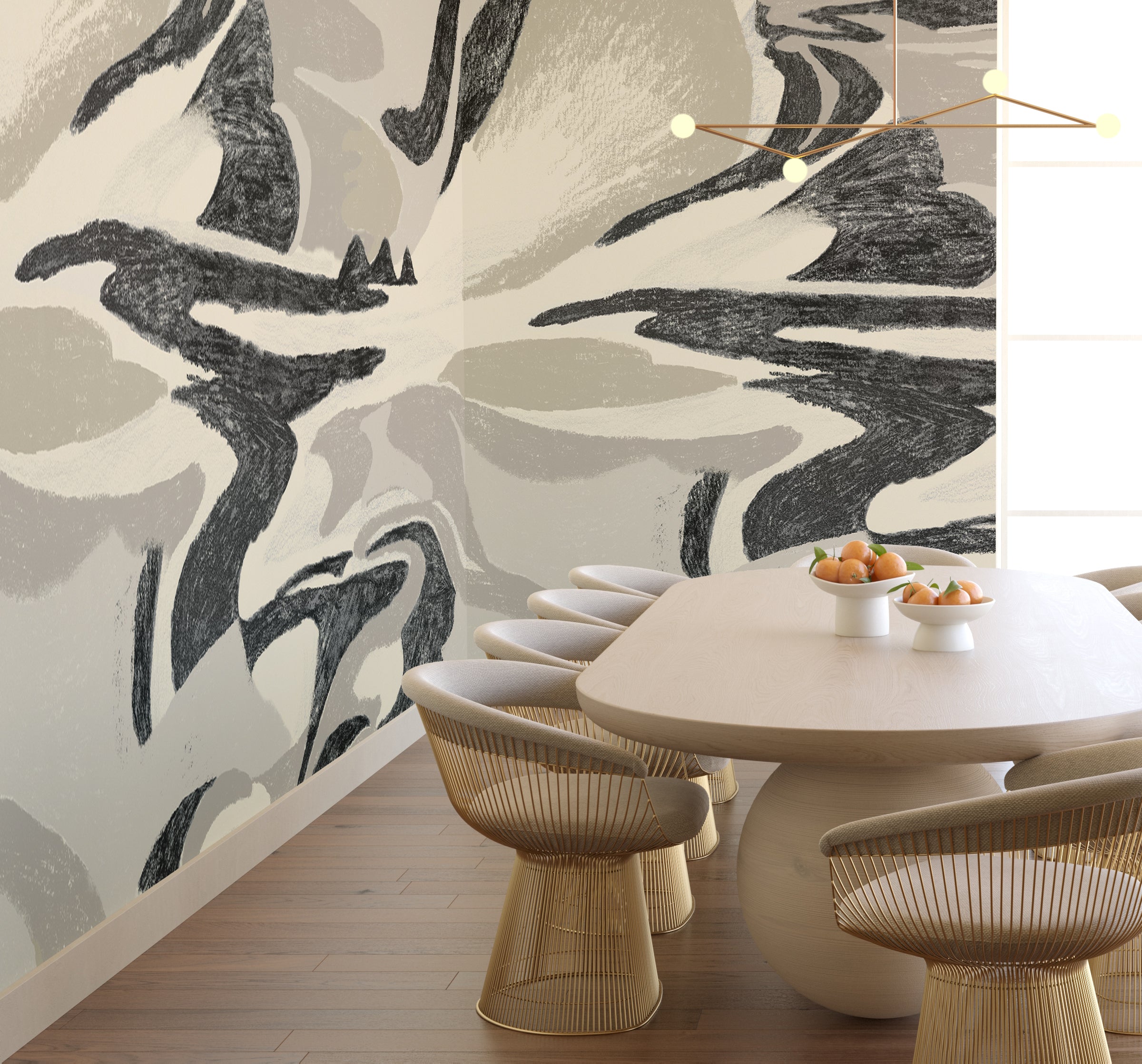 American Landscape© Mural Wallpaper in black + creme
