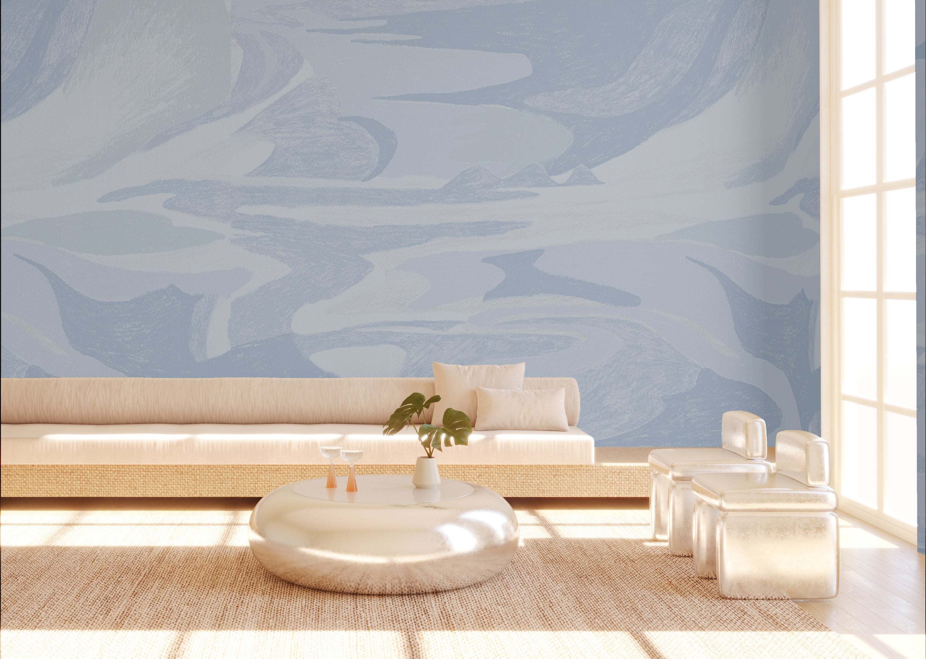 American Landscape© Mural Wallpaper in french blue