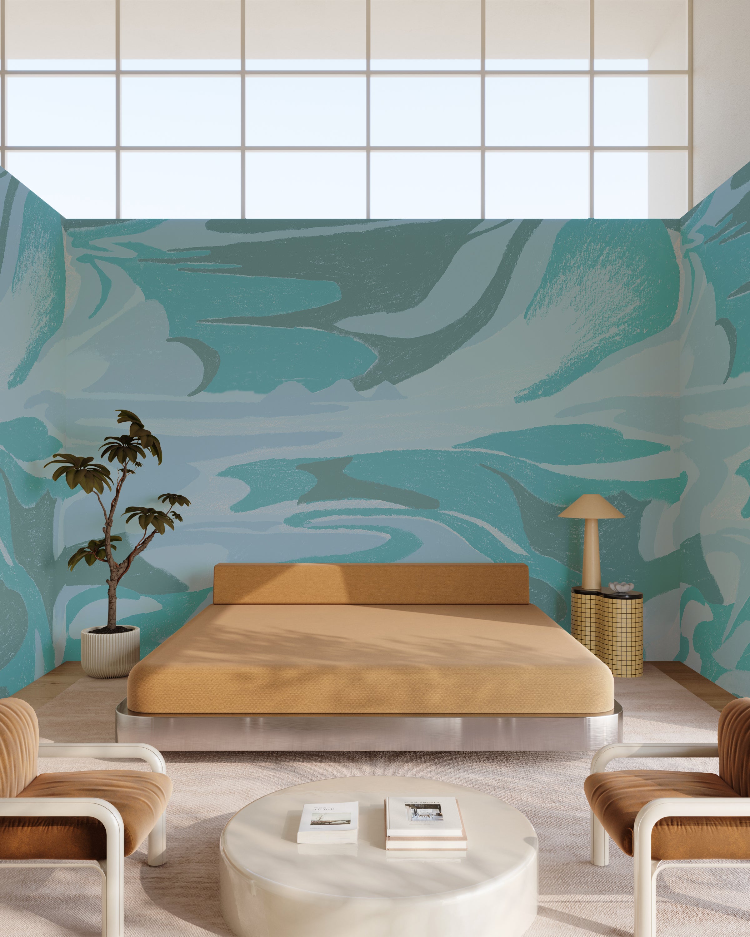 American Landscape© Mural Wallpaper in teal