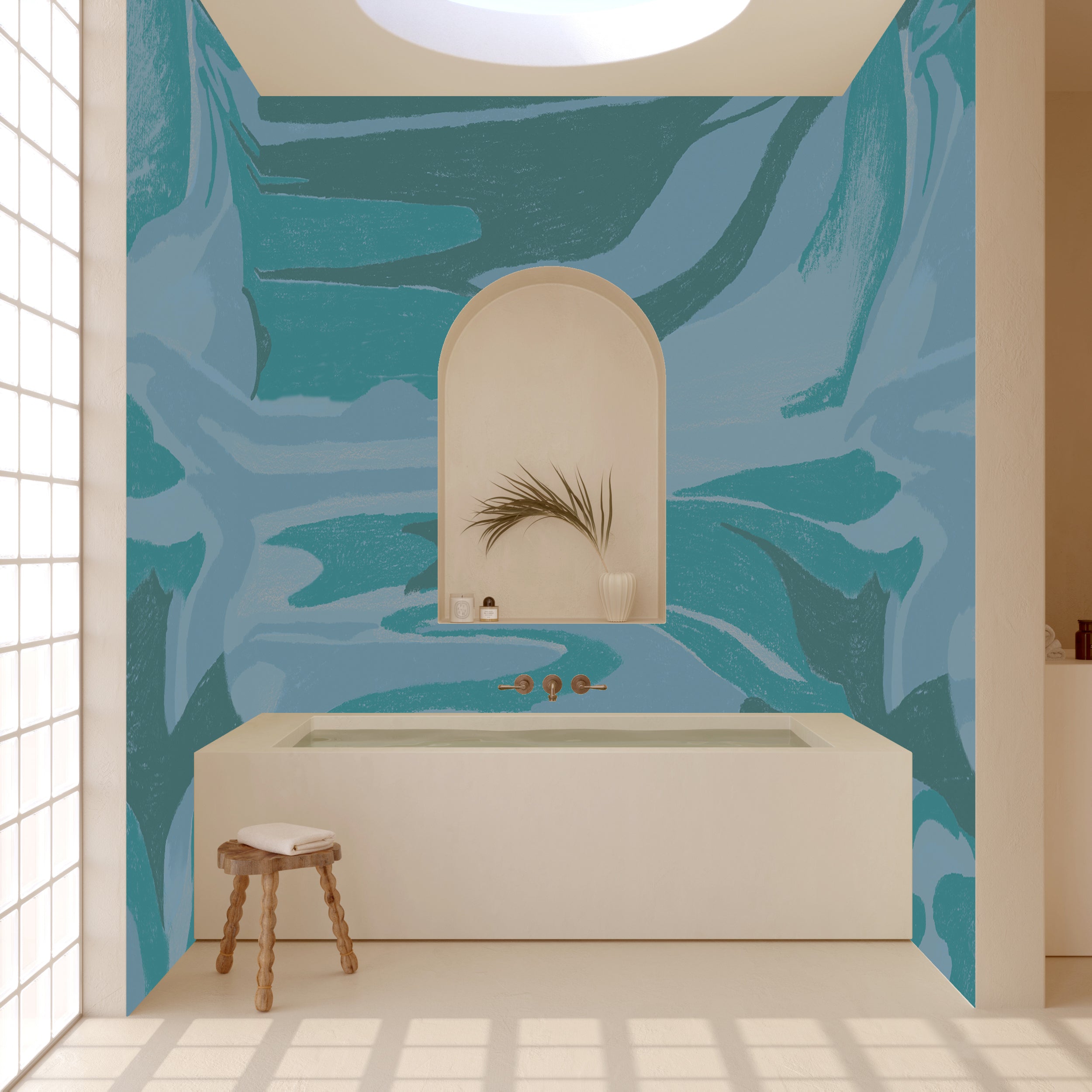 American Landscape© Mural Wallpaper in teal