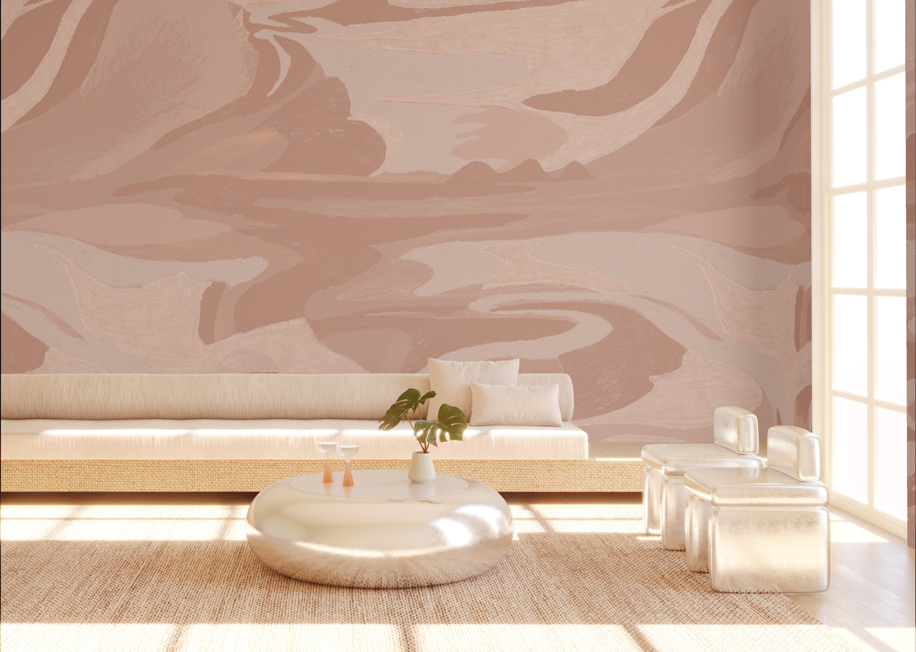 American Landscape© Mural Wallpaper in terracotta