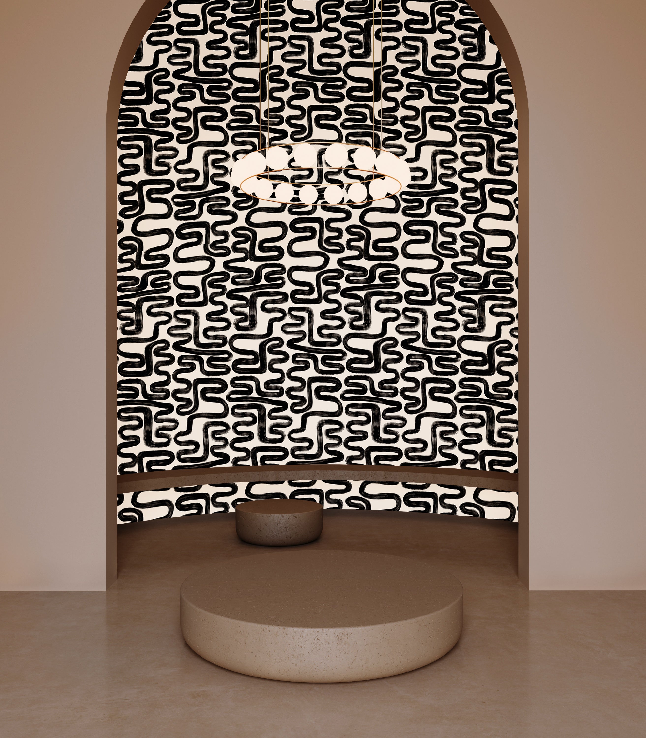 Azteca© Wallpaper in Black + Cremé