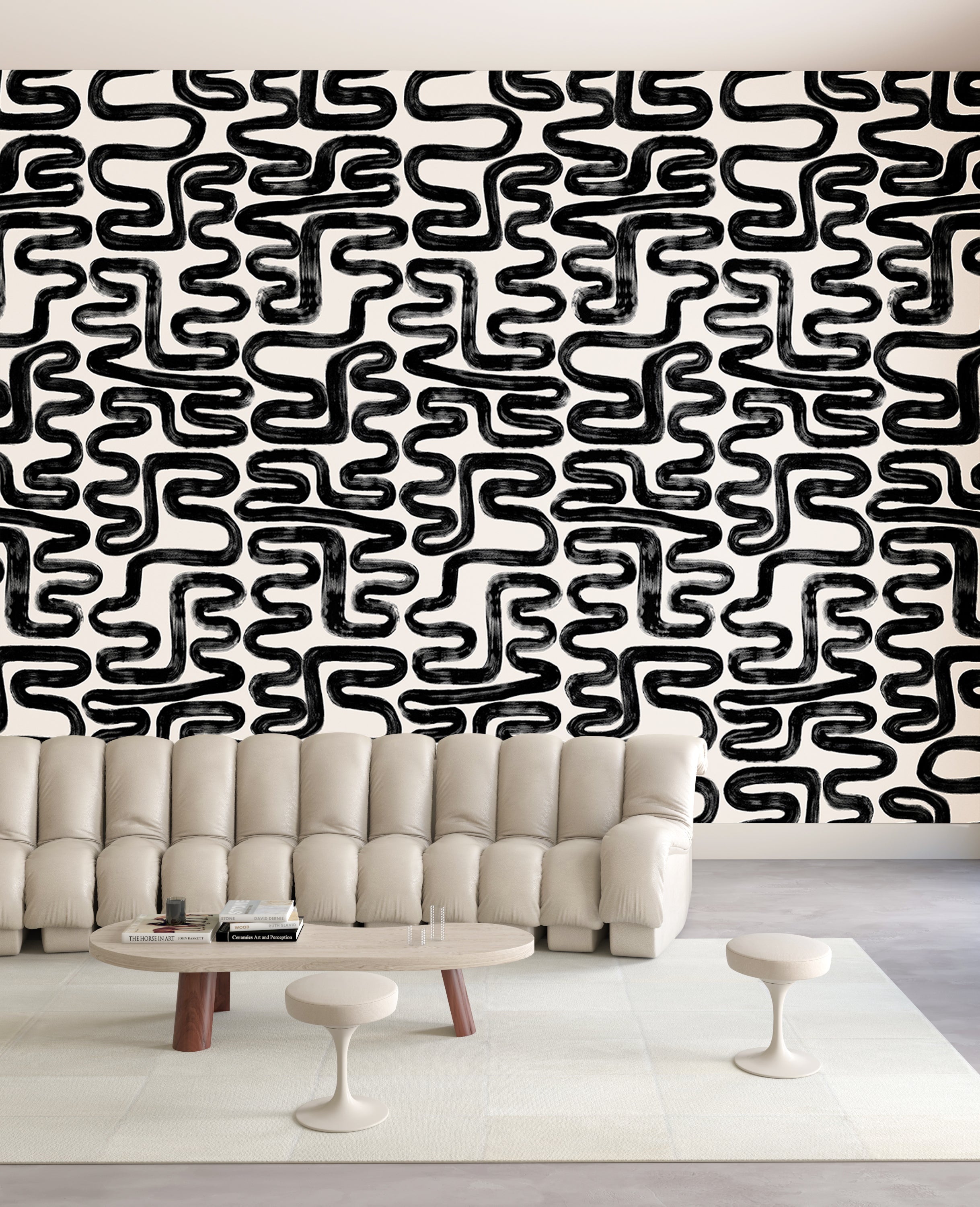 Azteca© Wallpaper in Black + Cremé