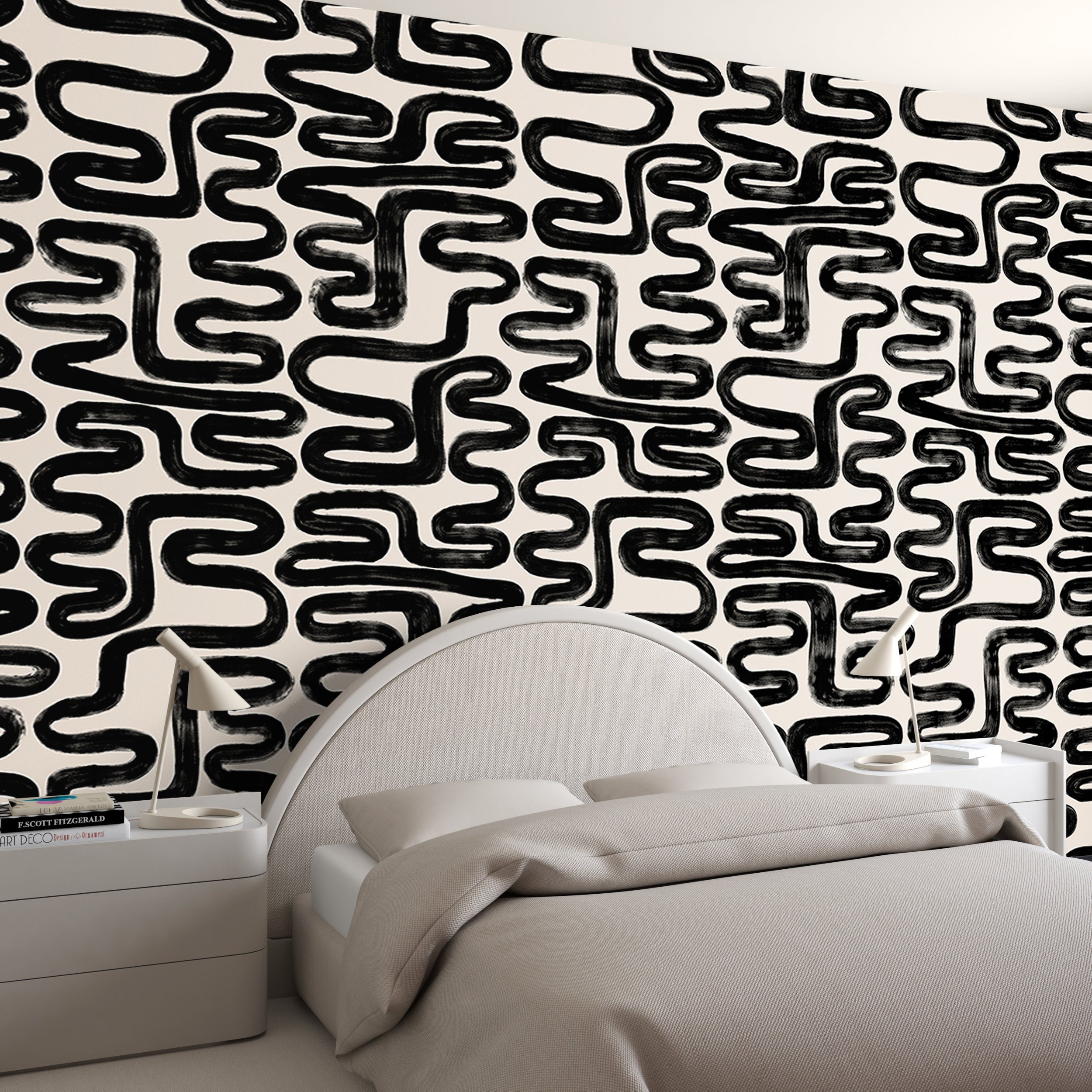 Azteca© Wallpaper in Black + Cremé