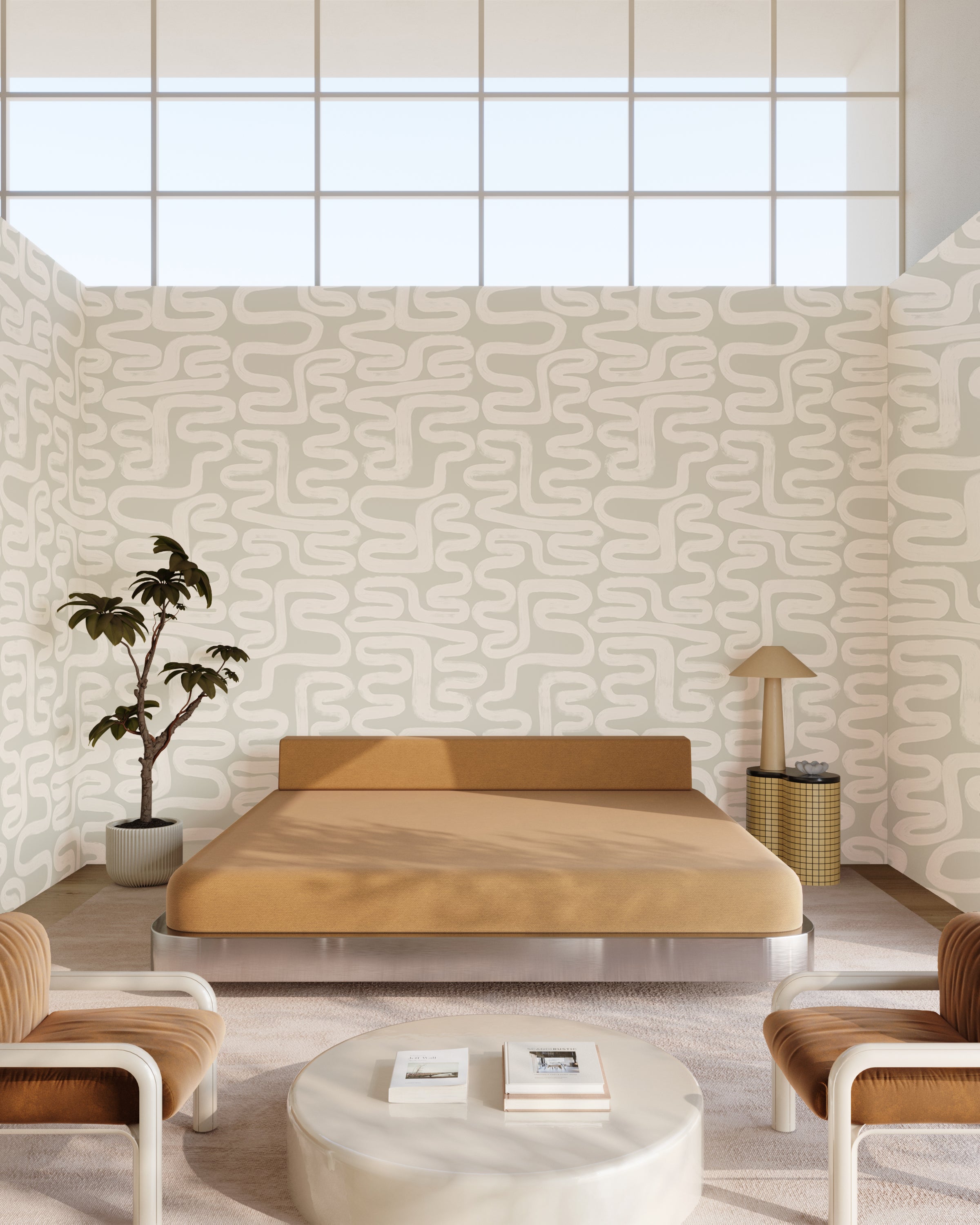 Azteca© Wallpaper in Soapstone