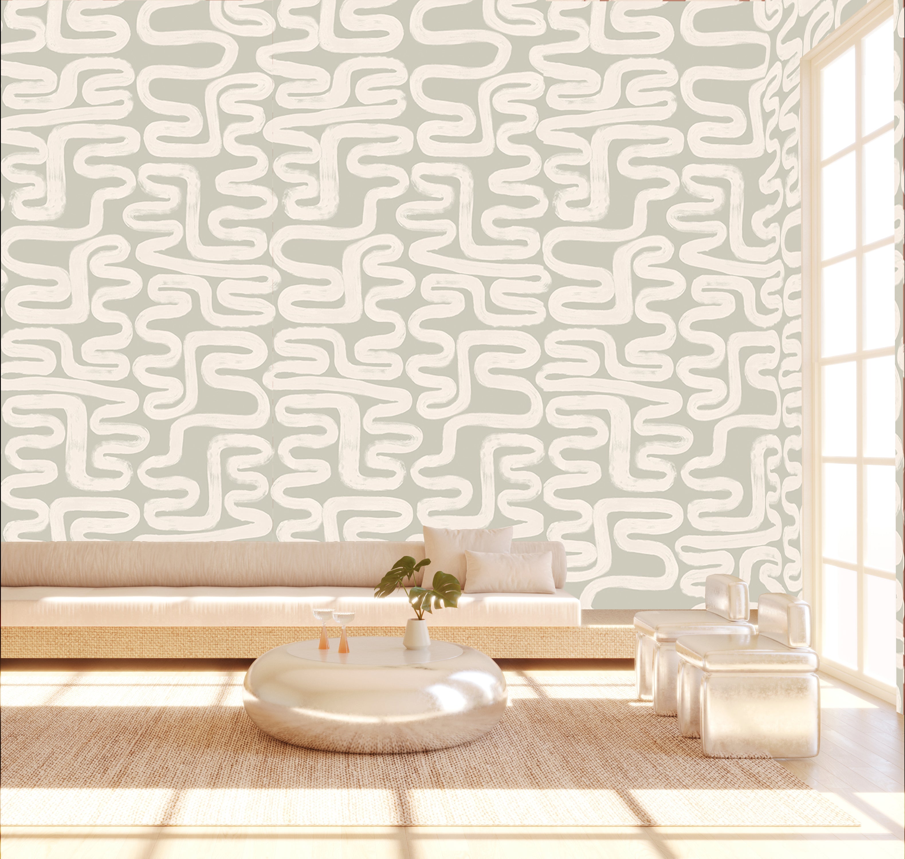 Azteca© Wallpaper in Soapstone