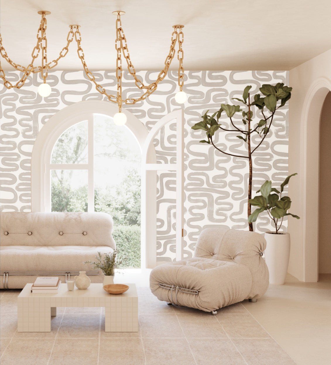 Azteca© Wallpaper in Soft Grey