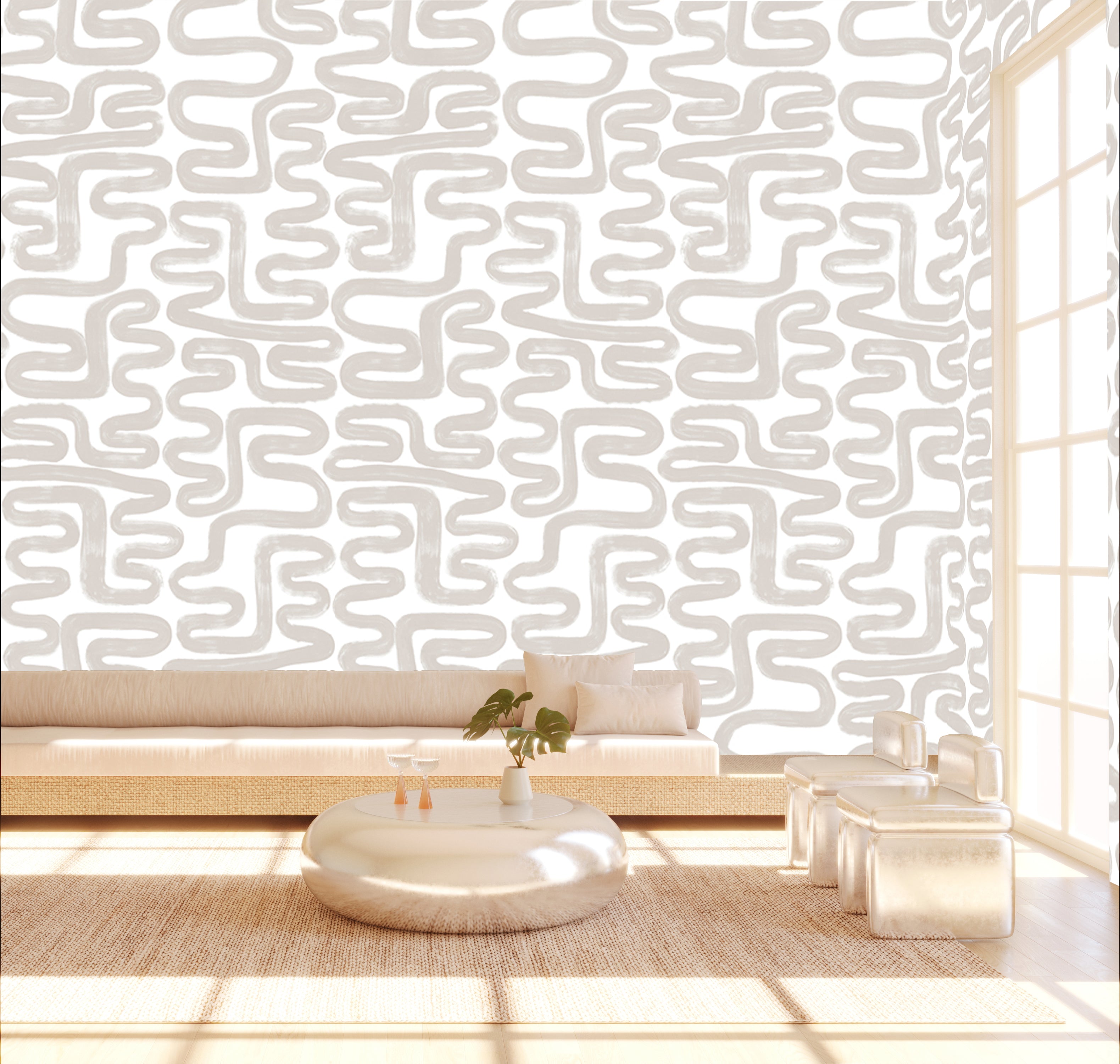 Azteca© Wallpaper in Soft Grey