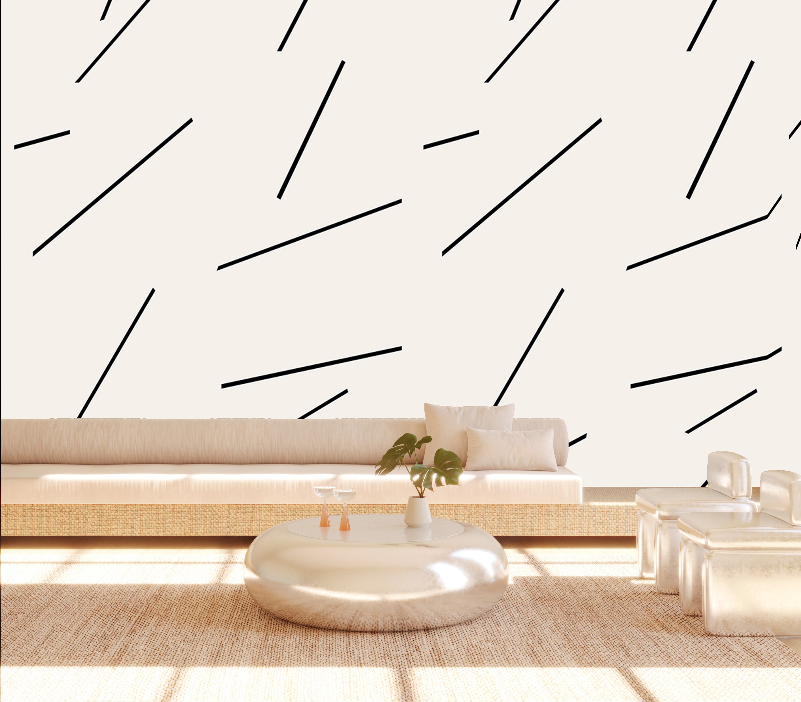 Bang Dem Sticks© Wallpaper in Black + Creme