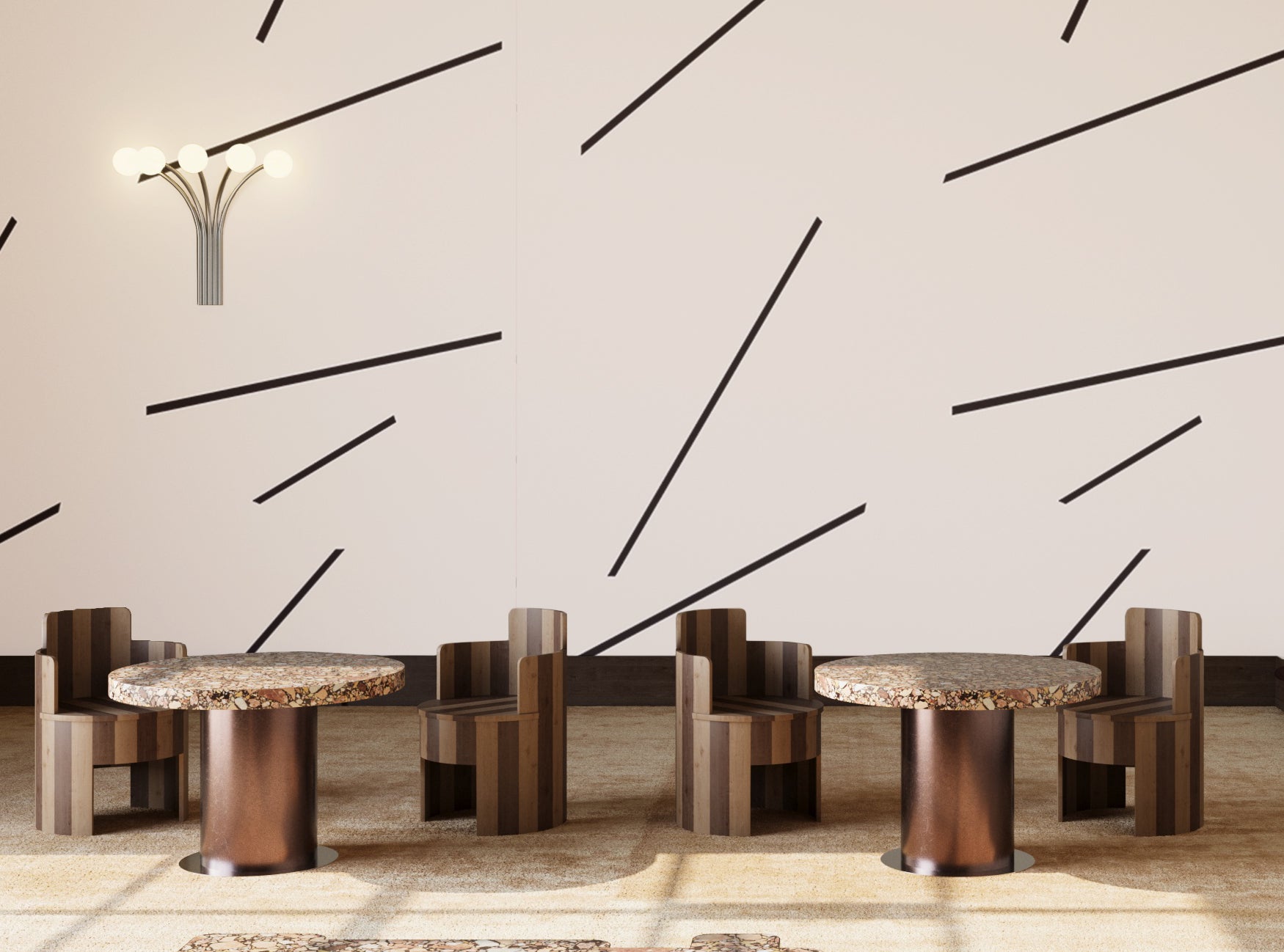 Bang Dem Sticks© Wallpaper in Black + Creme