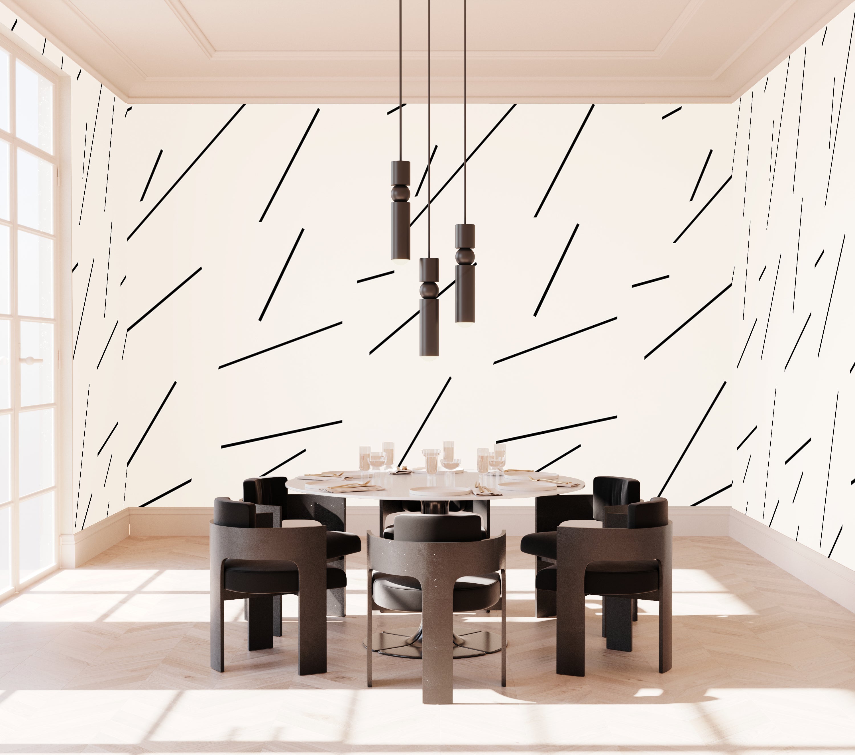 Bang Dem Sticks© Wallpaper in Black + Creme