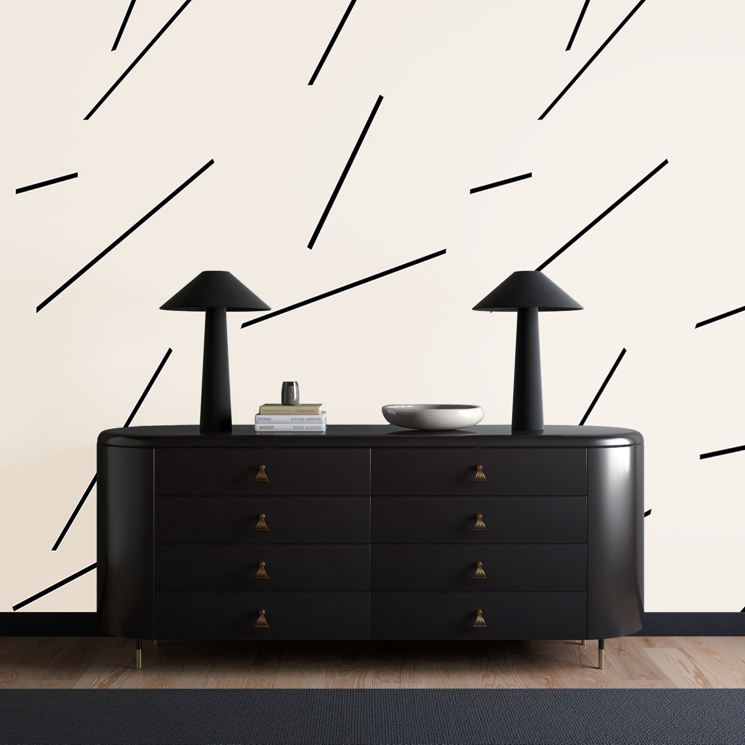 Bang Dem Sticks© Wallpaper in Black + Creme