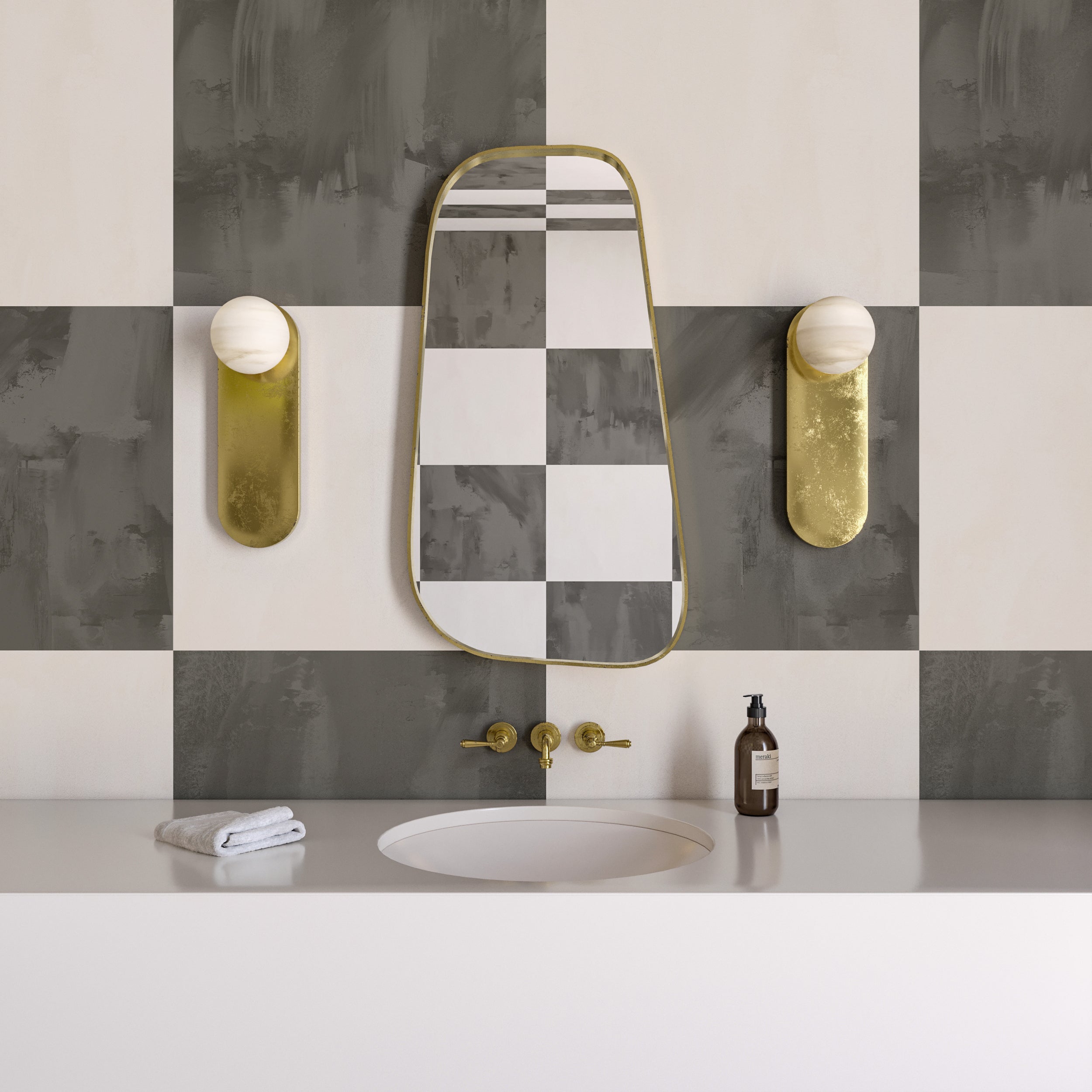 Checkmate© Wallpaper in black + creme