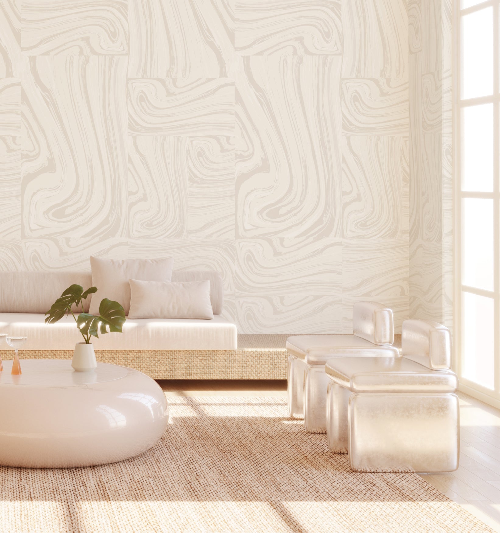 Crystalline© Wallpaper in Putty