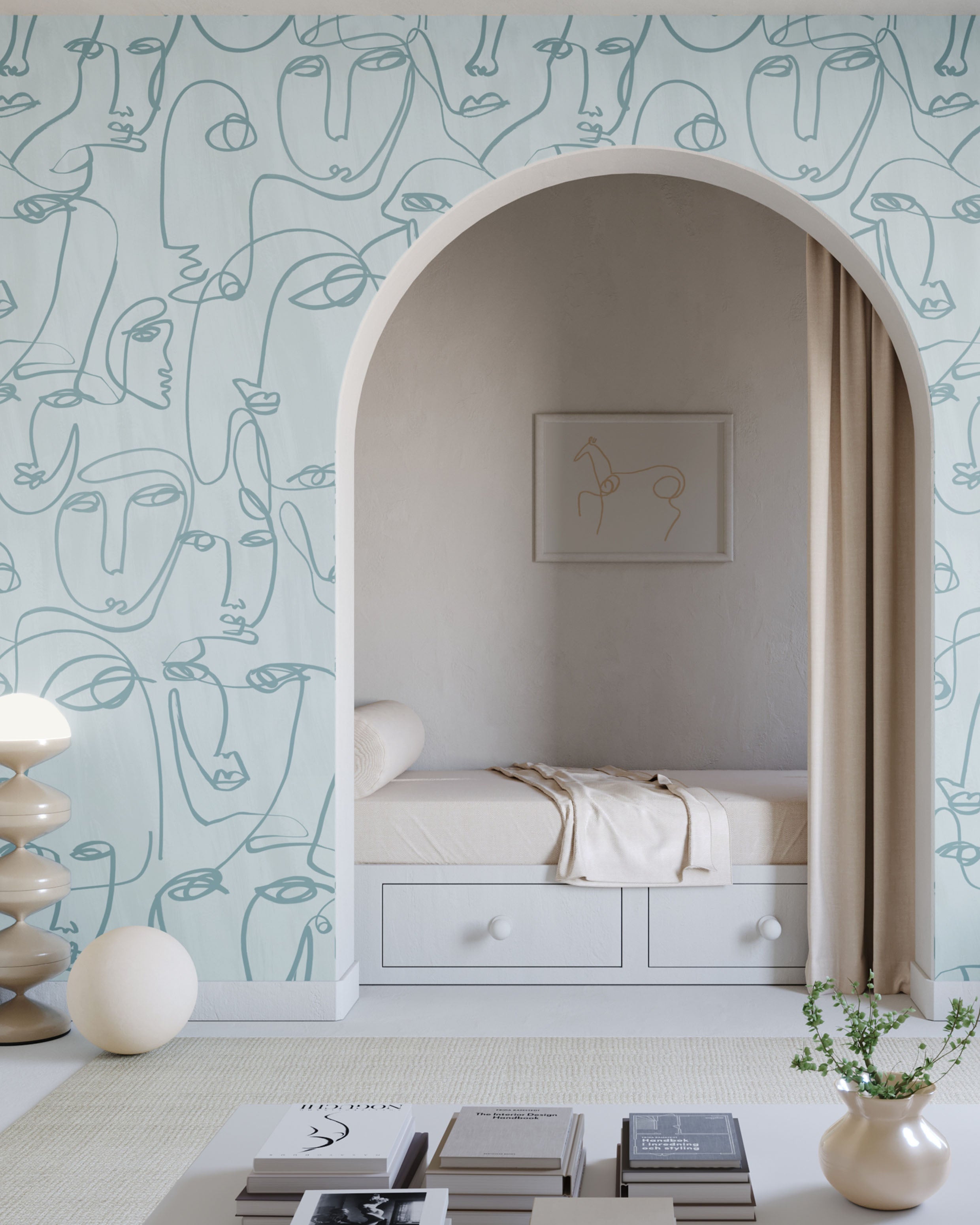 Femme© Wallpaper in Chalk Blue