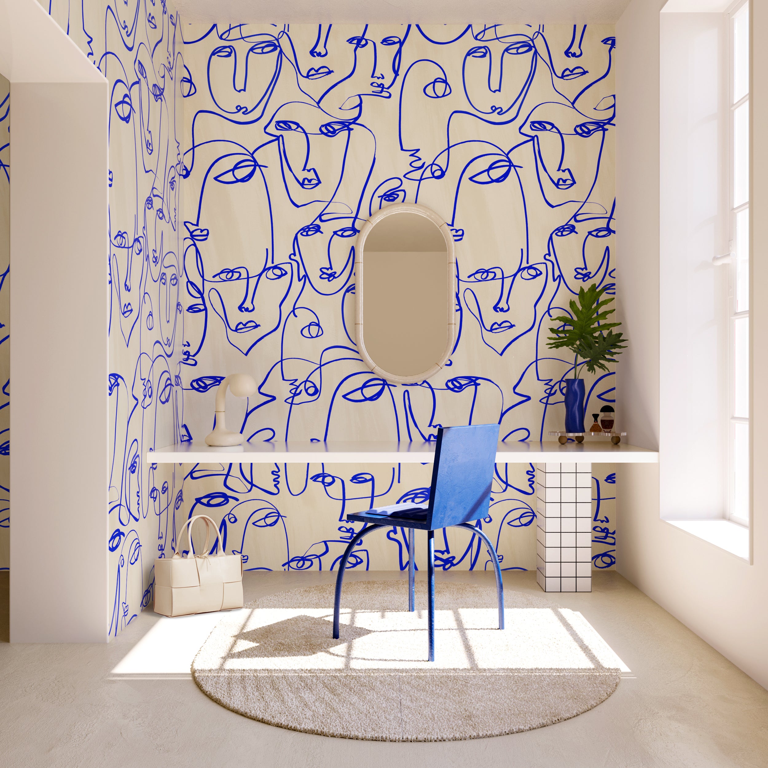 Femme© Wallpaper in Cobalt