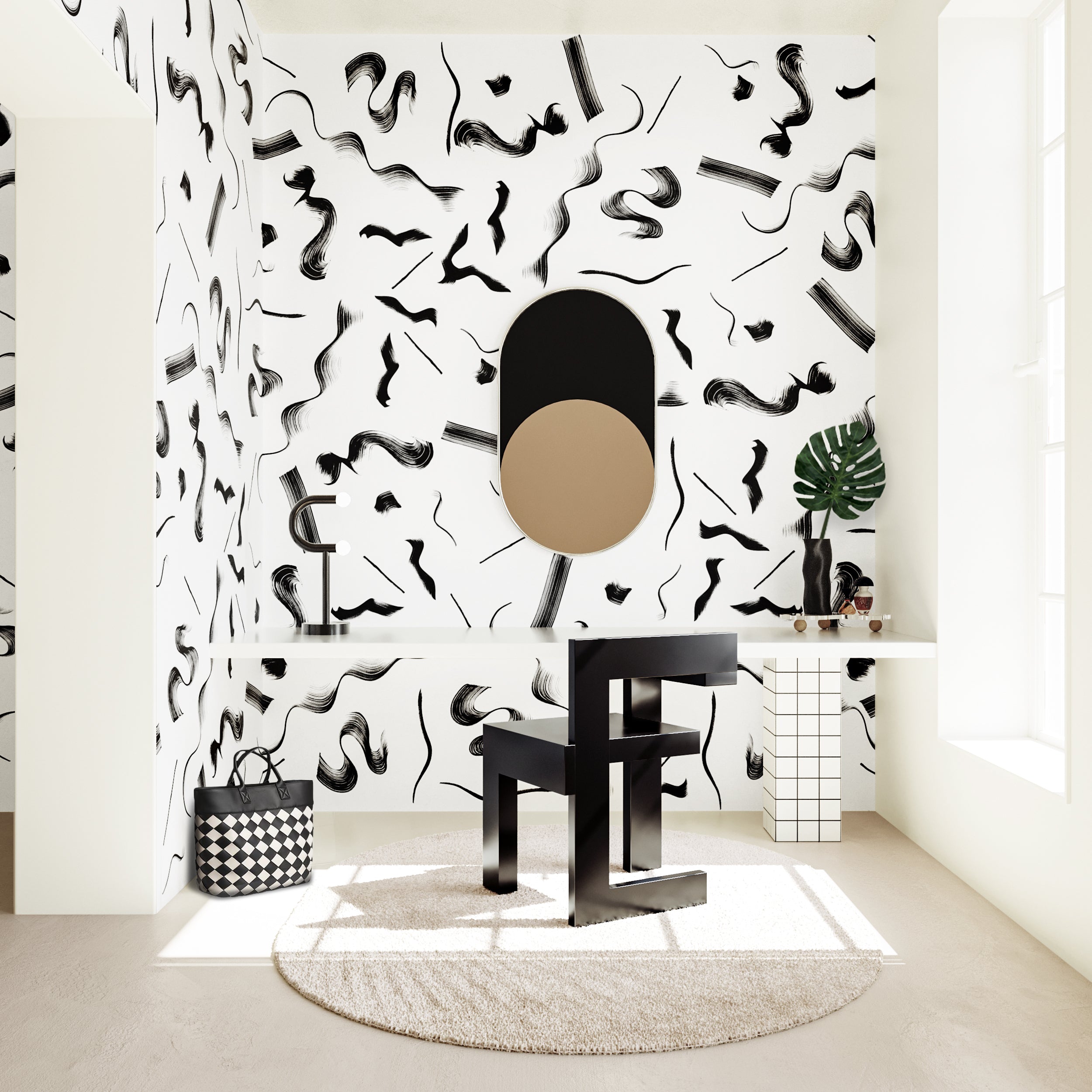 Fusilli© Wallpaper in black + white