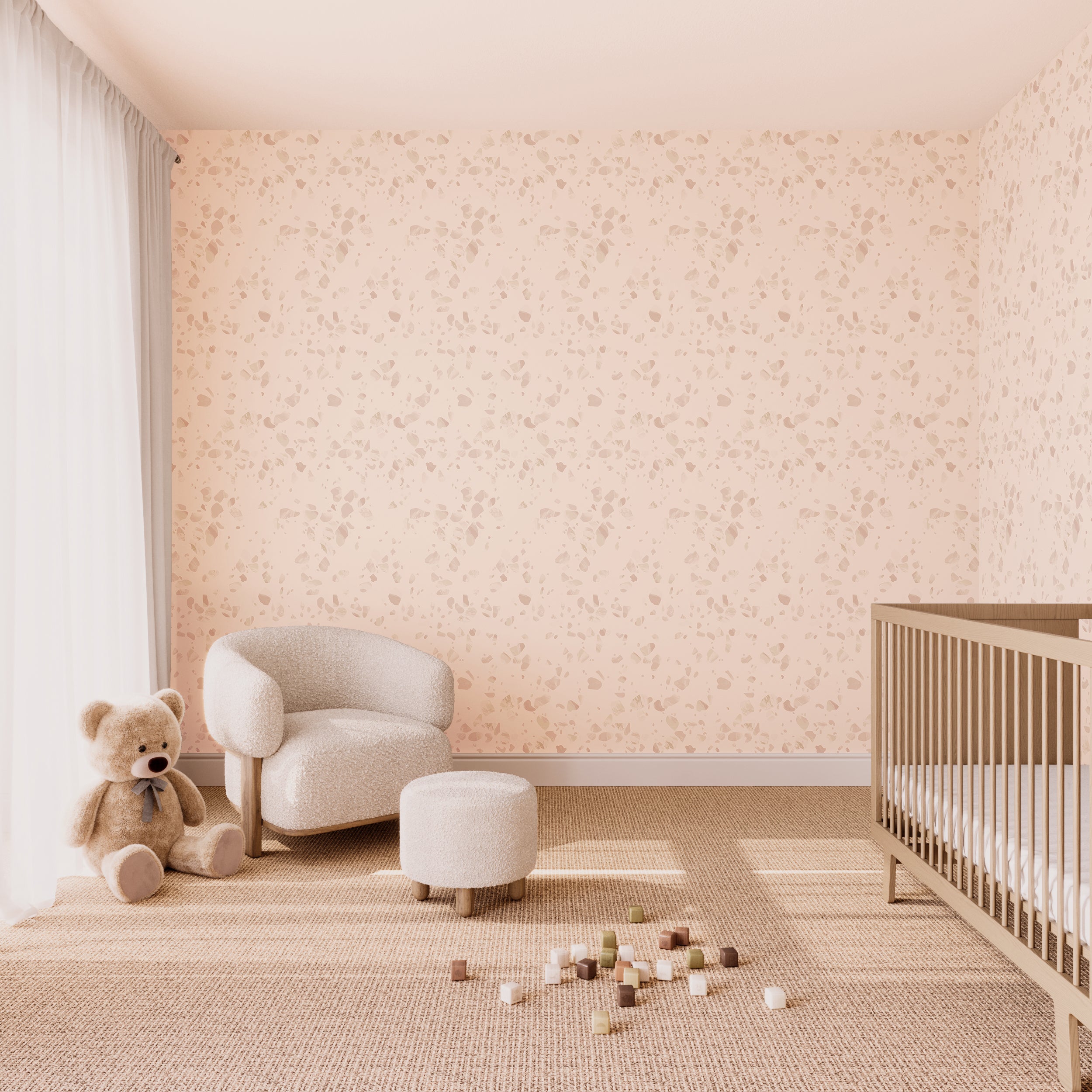 Terrazzo II© Wallpaper in Blush