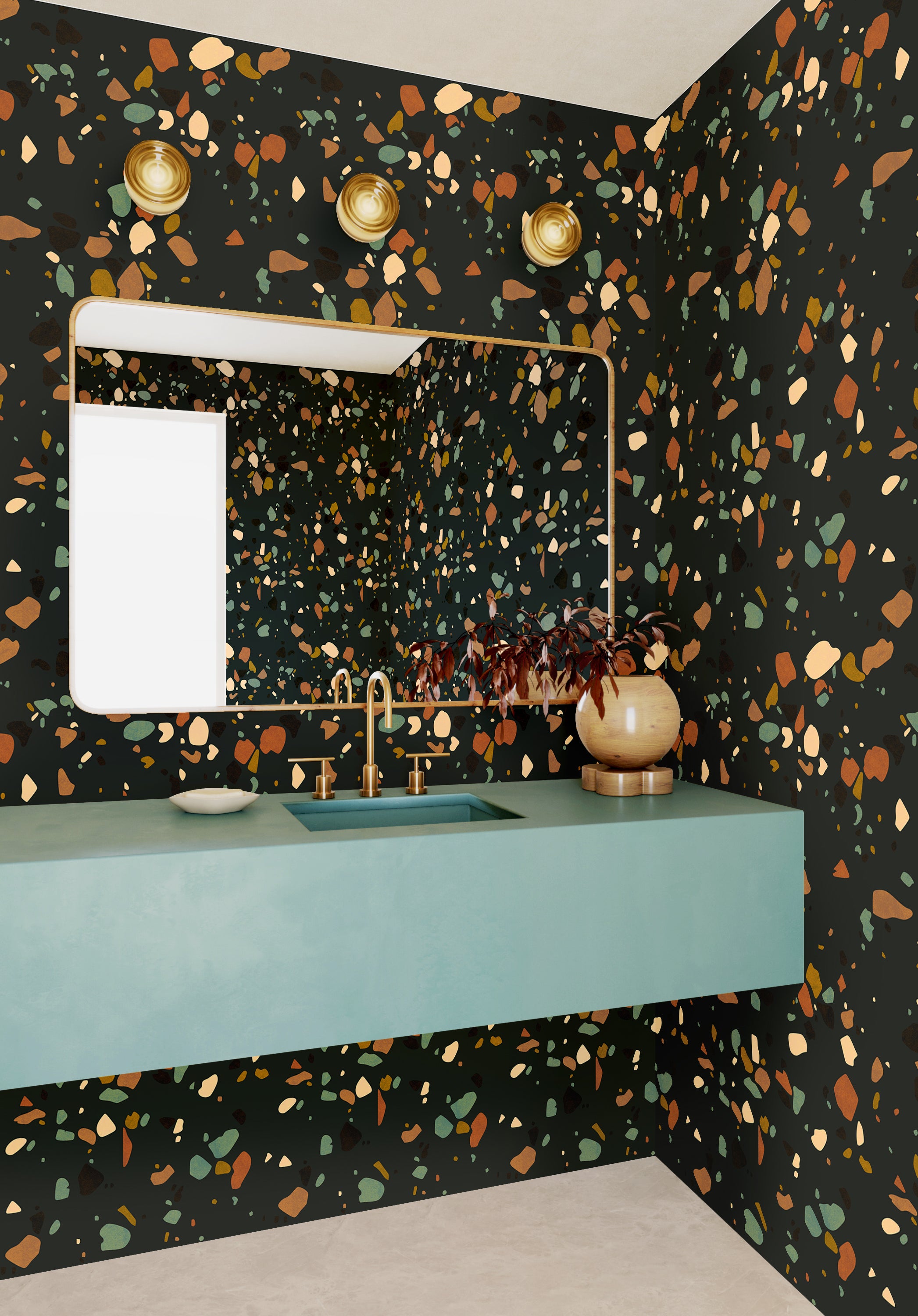 Terrazzo II© Wallpaper in Multicolor Black