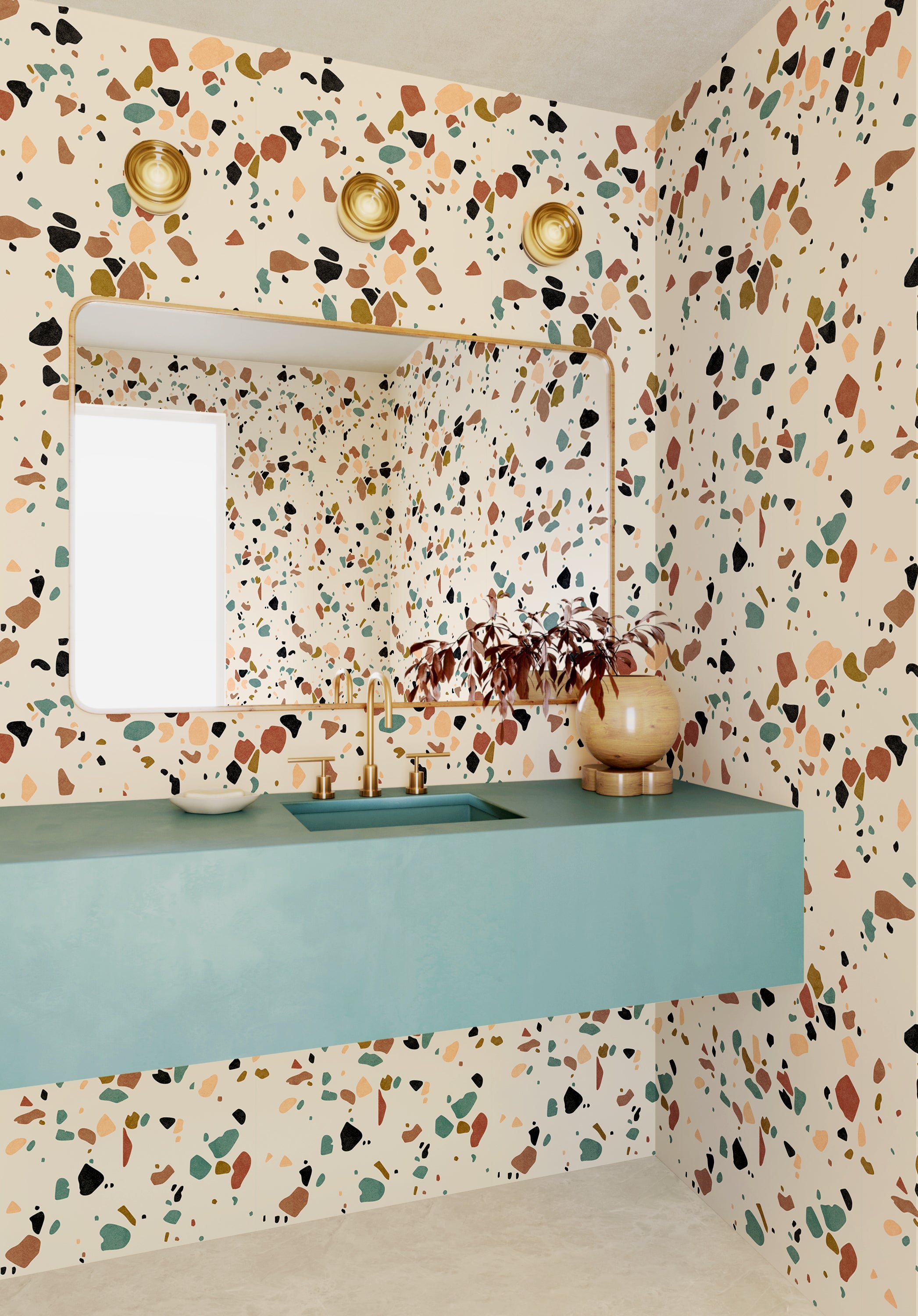 Terrazzo II© Wallpaper in Multicolor Creme
