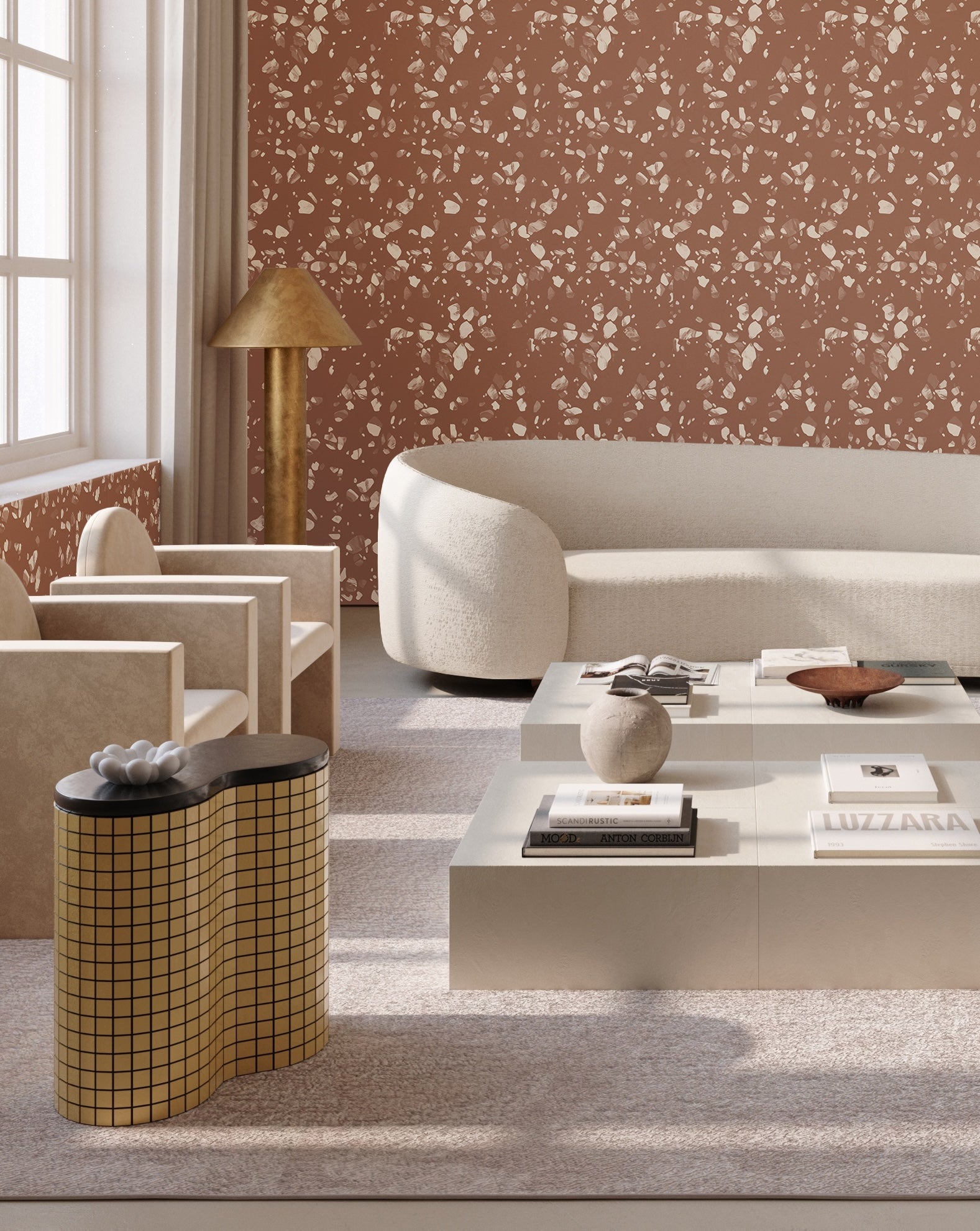 Terrazzo II© Wallpaper in Sienna