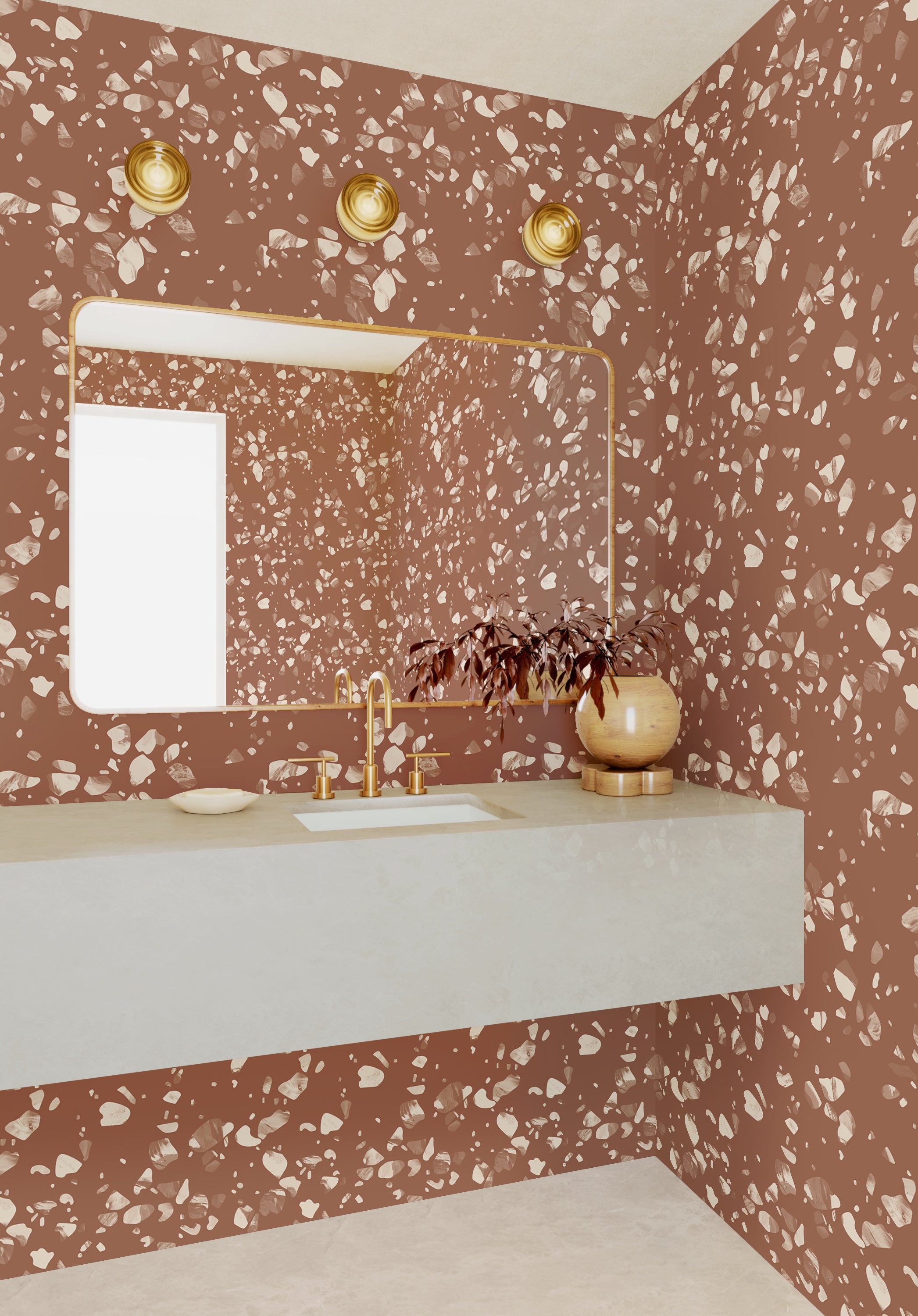 Terrazzo II© Wallpaper in Sienna