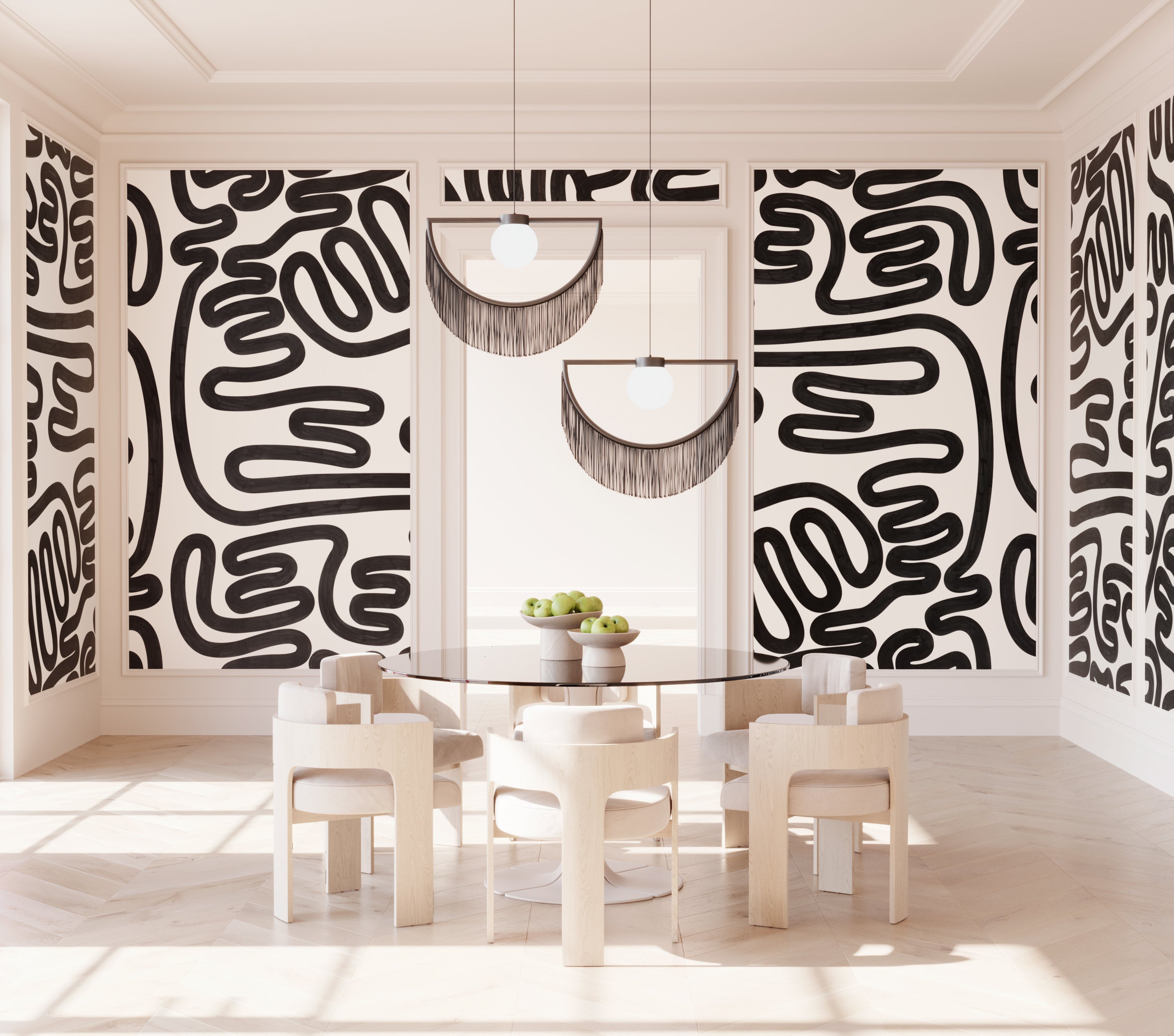 Infinito© Mural Wallpaper in Black + Creme