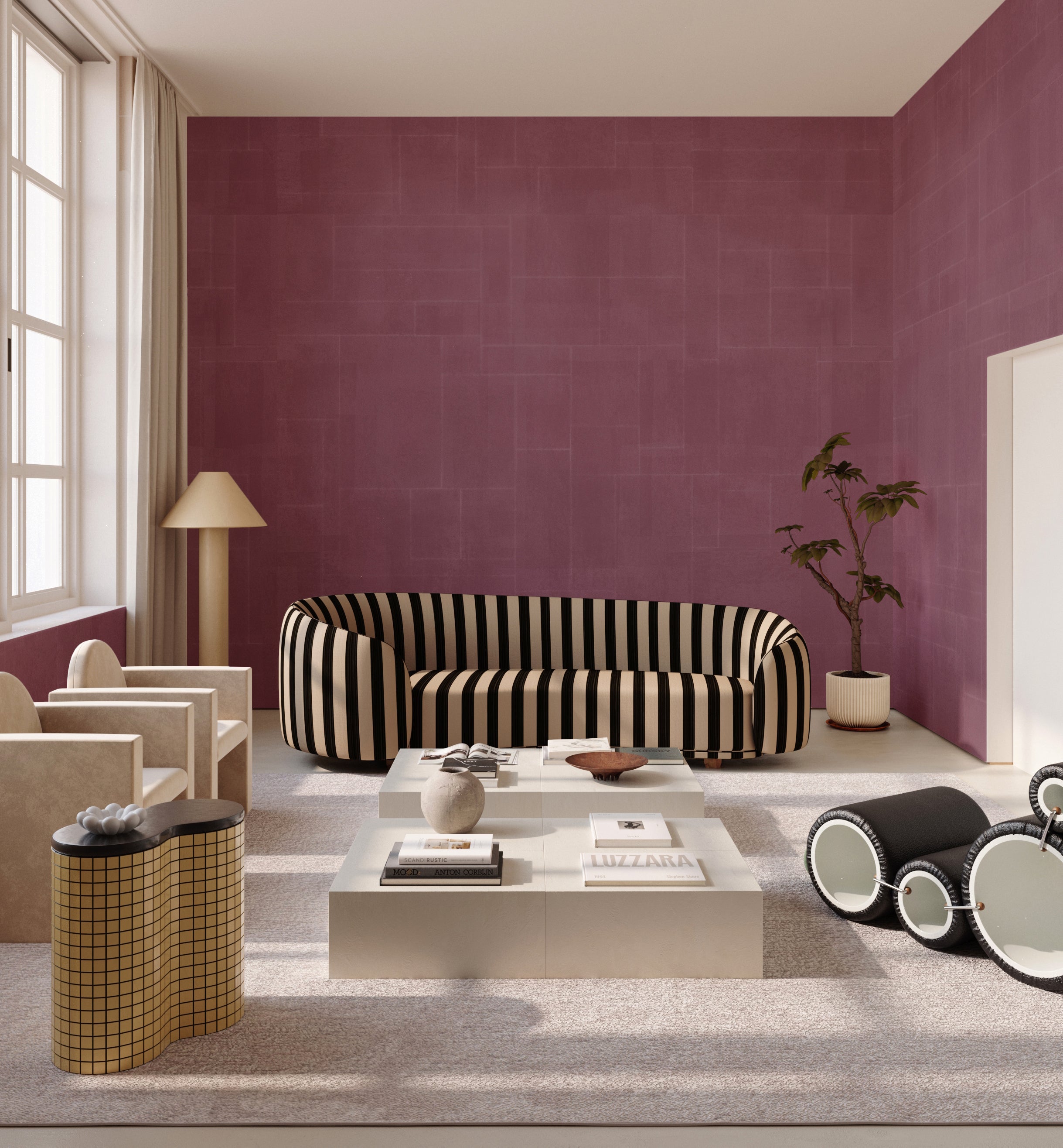 Jigsaw© Mural Wallpaper in Beet