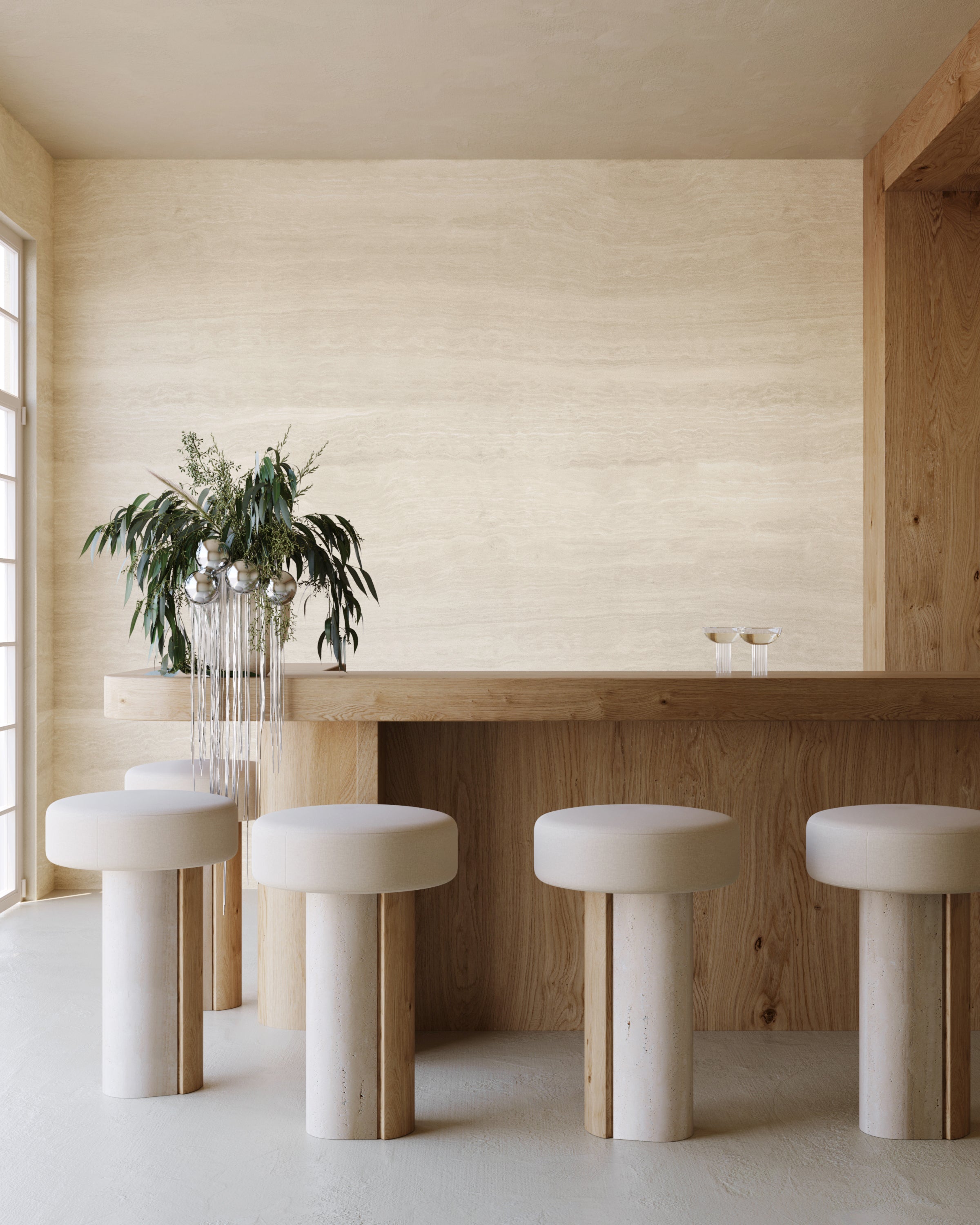 Limestone© Mural Wallpaper in Beige