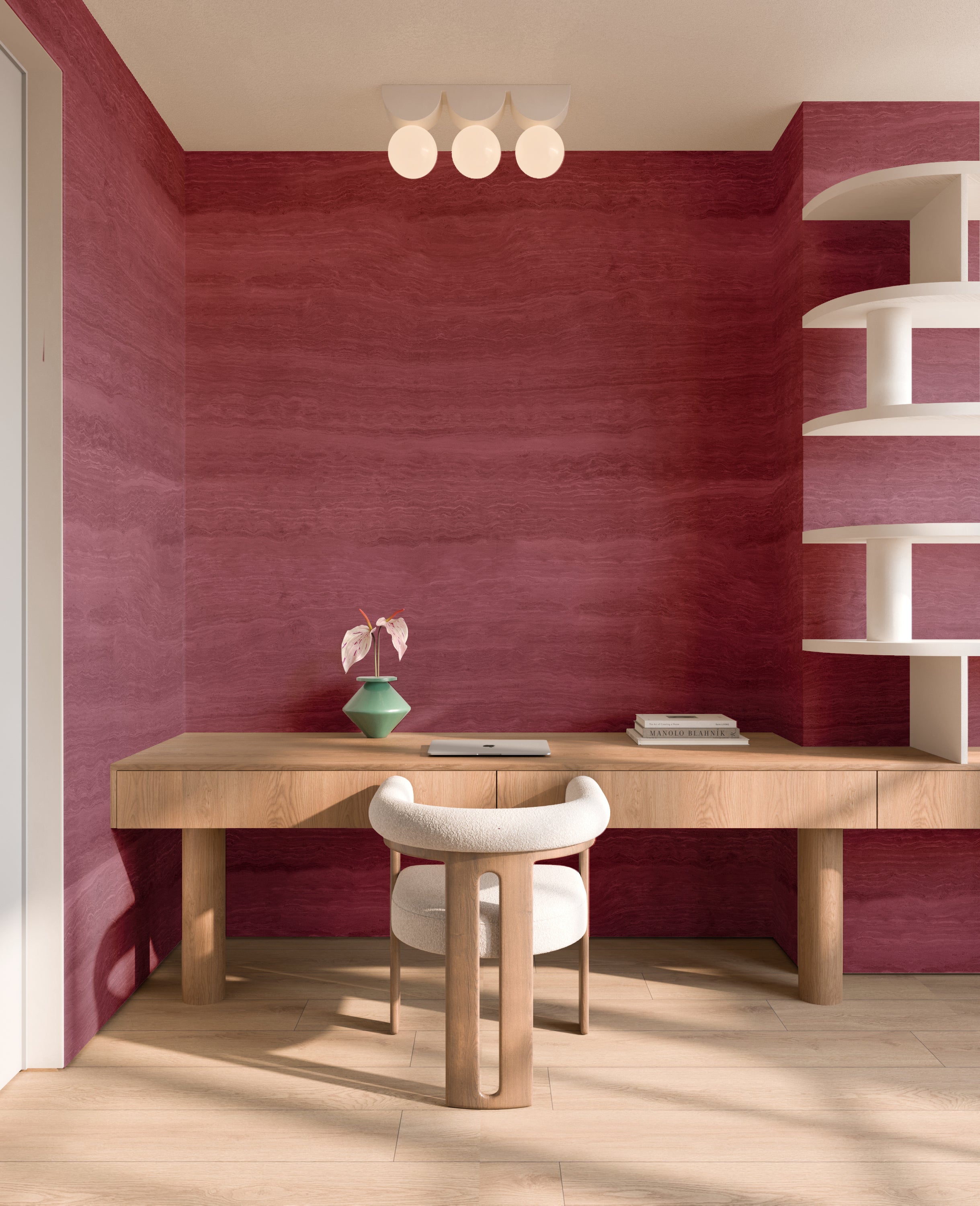 Limestone© Mural Wallpaper in Berry