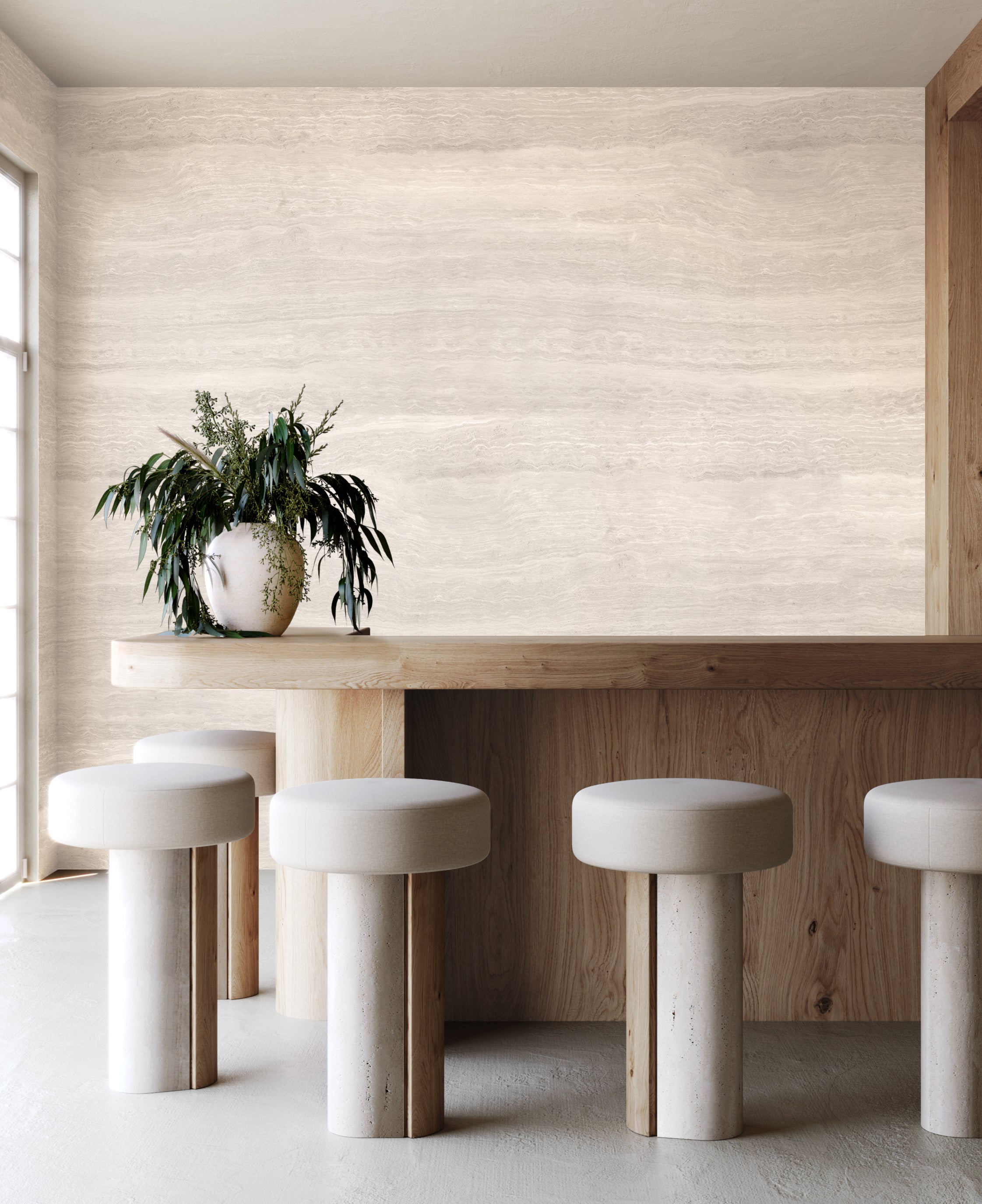 Limestone© Mural Wallpaper in Bone