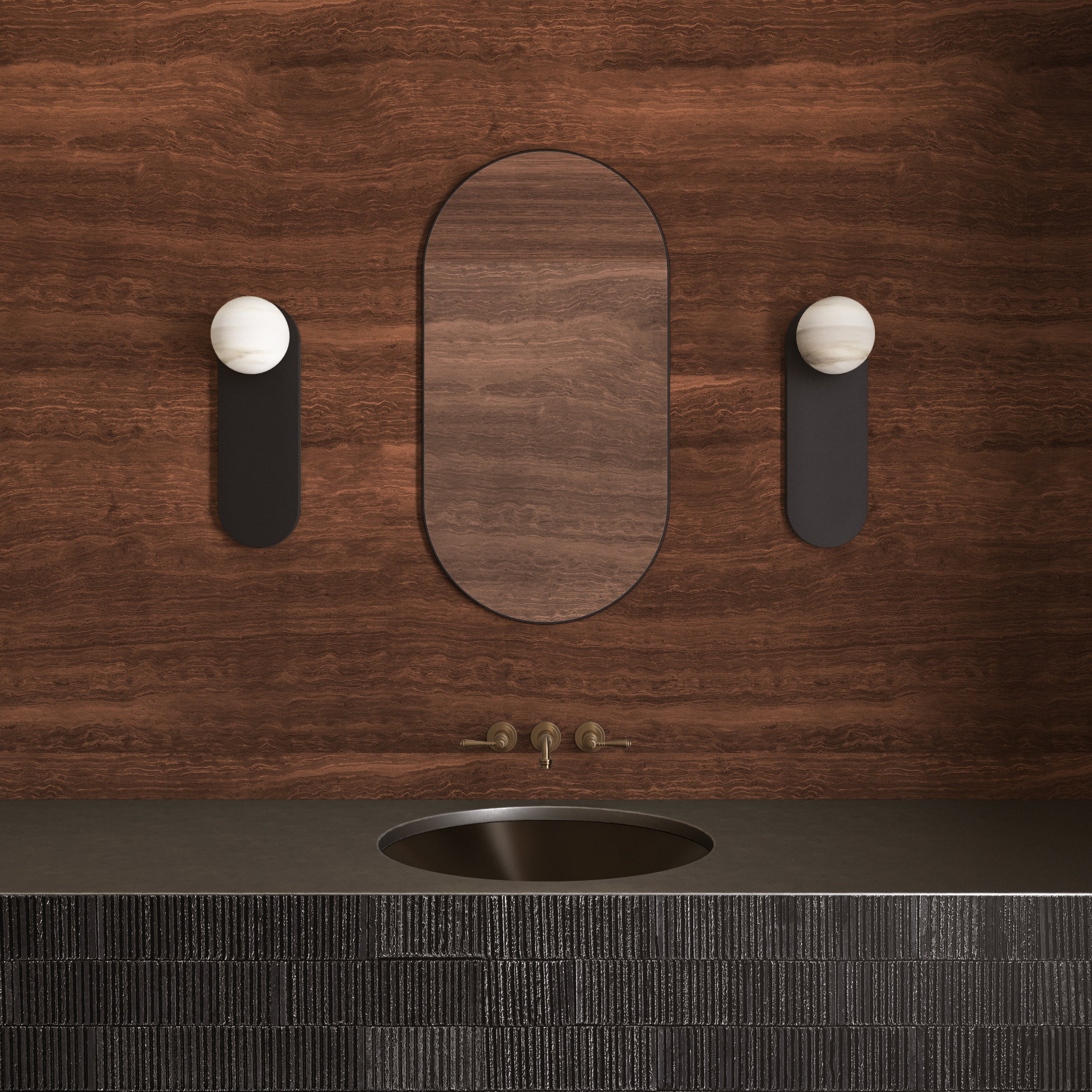 Limestone© Mural Wallpaper in Chocolate