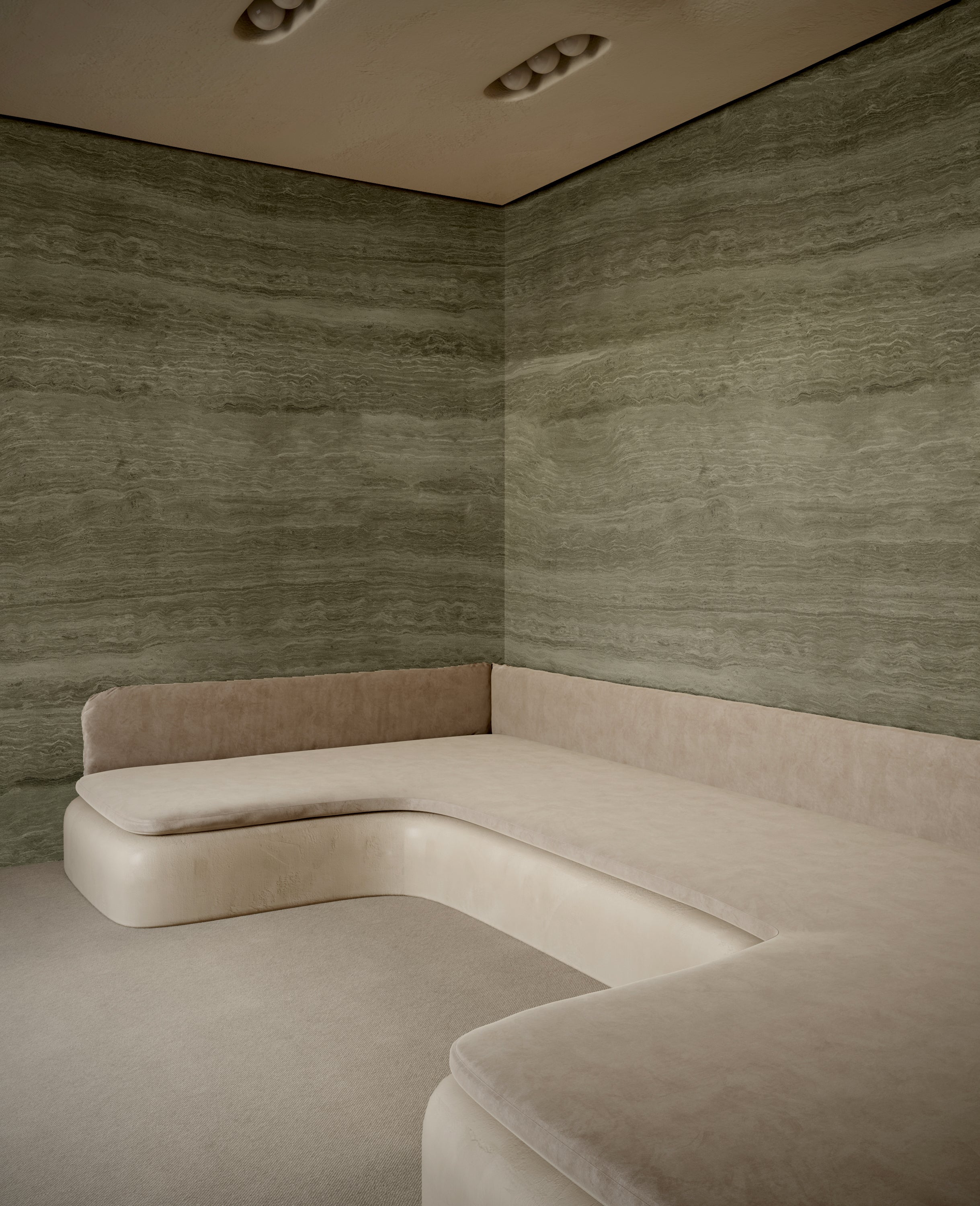 Limestone© Mural Wallpaper in Moss