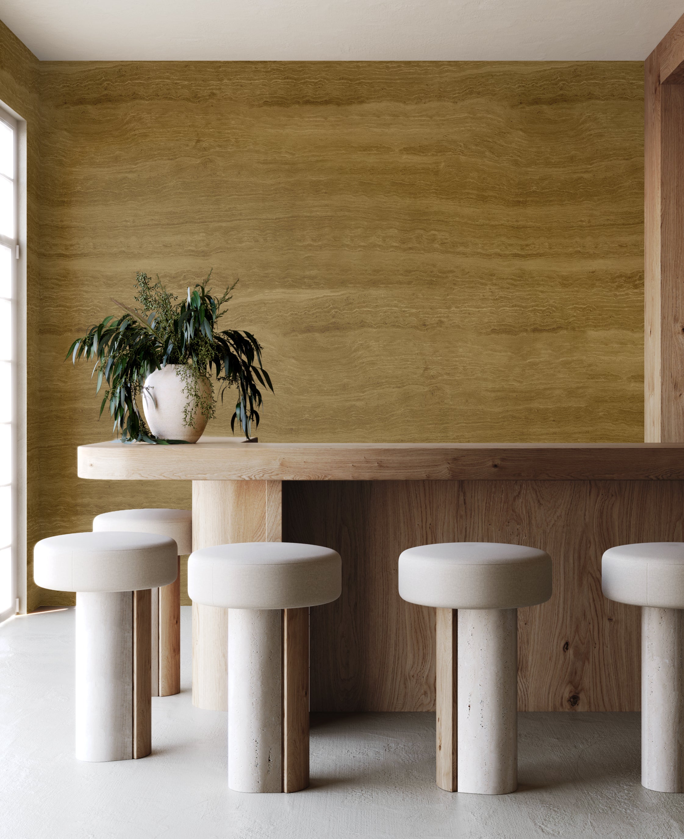 Limestone© Mural Wallpaper in Olive