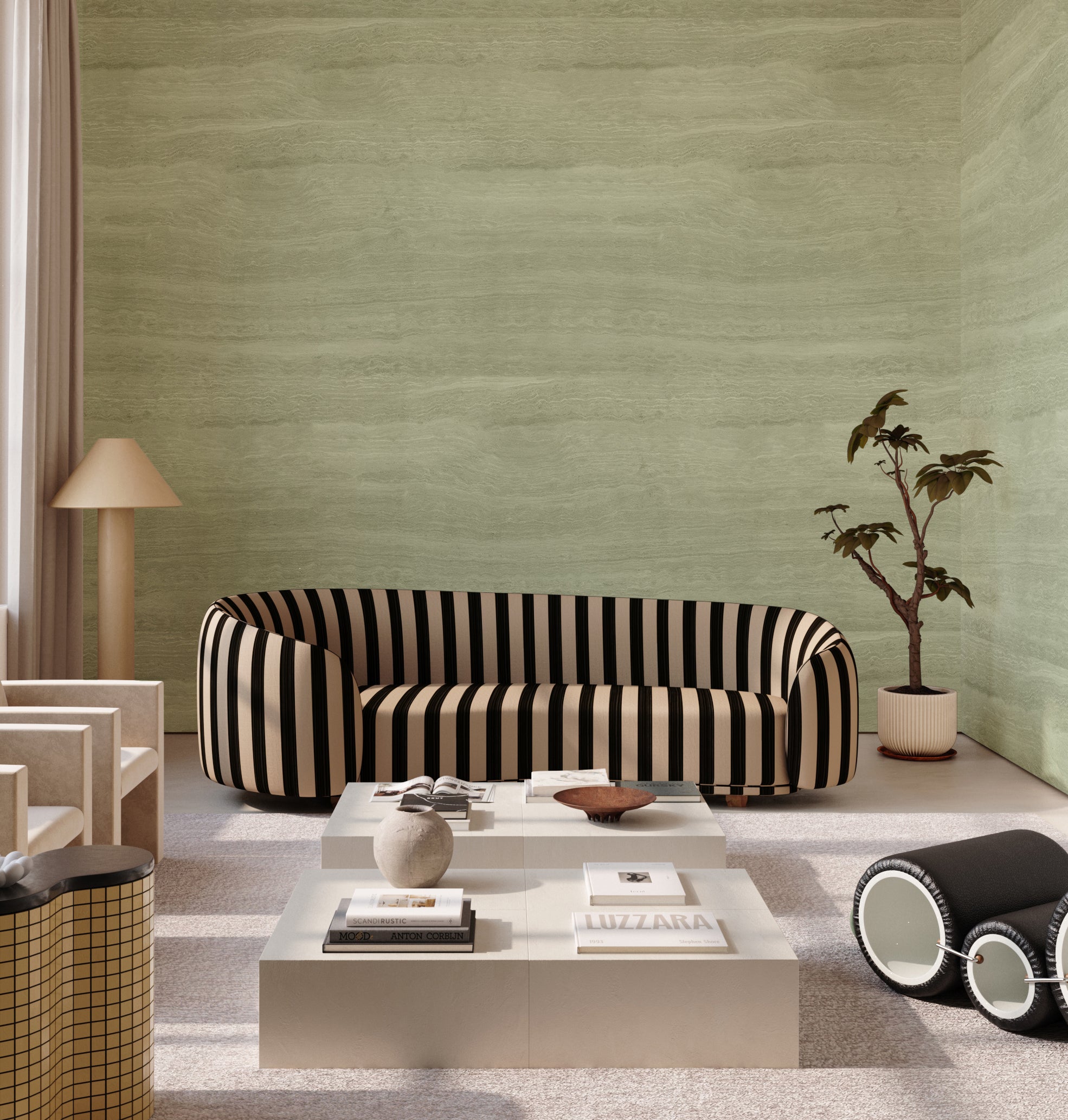 Limestone© Mural Wallpaper in Sage