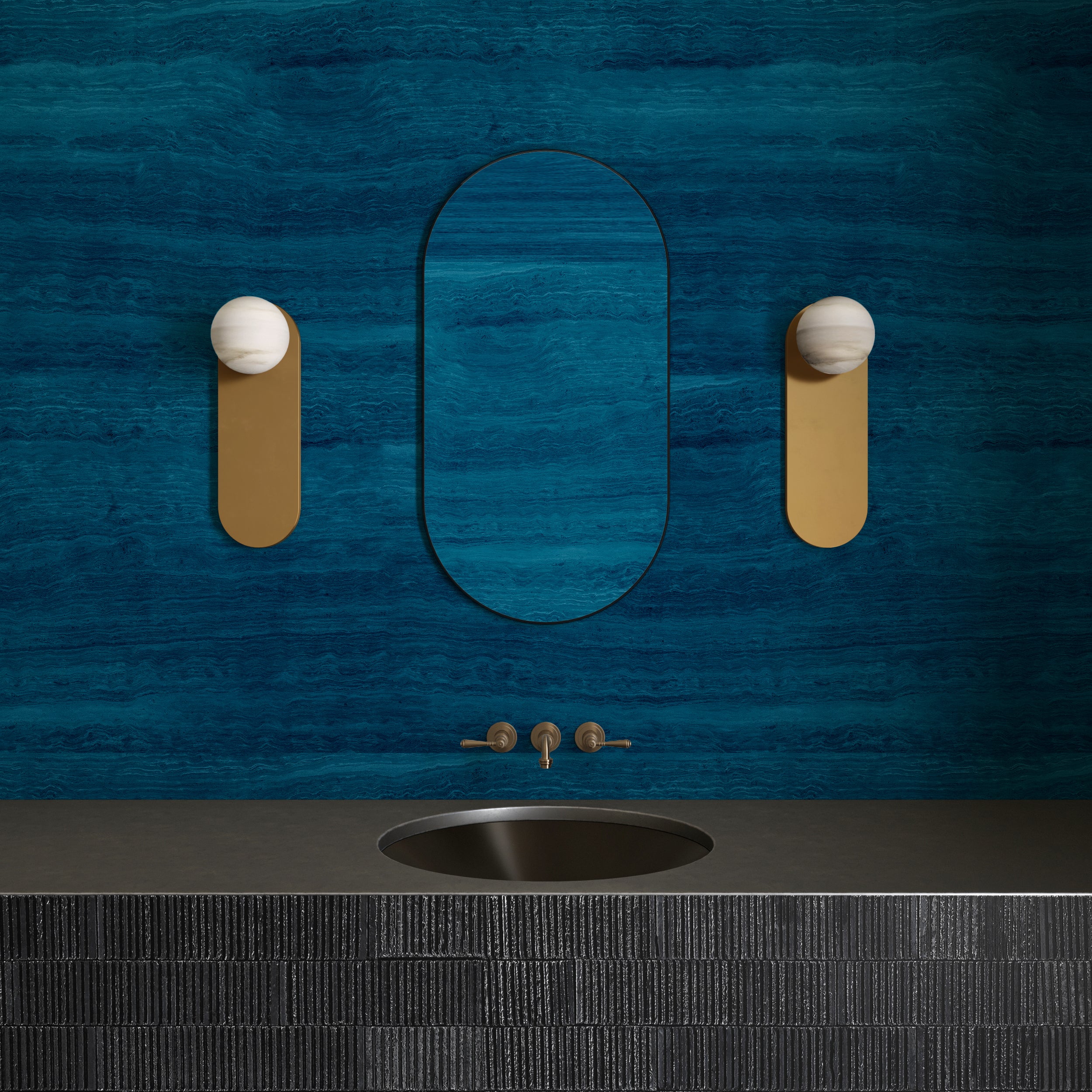 Limestone© Mural Wallpaper in sapphire