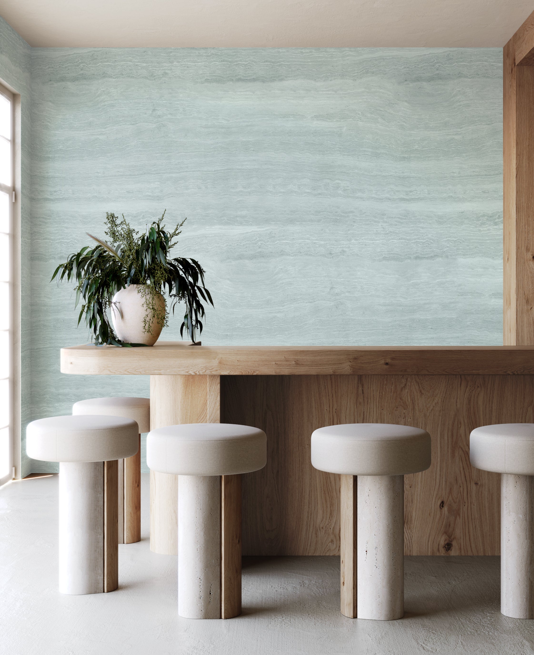 Limestone© Mural Wallpaper in Sea Stone