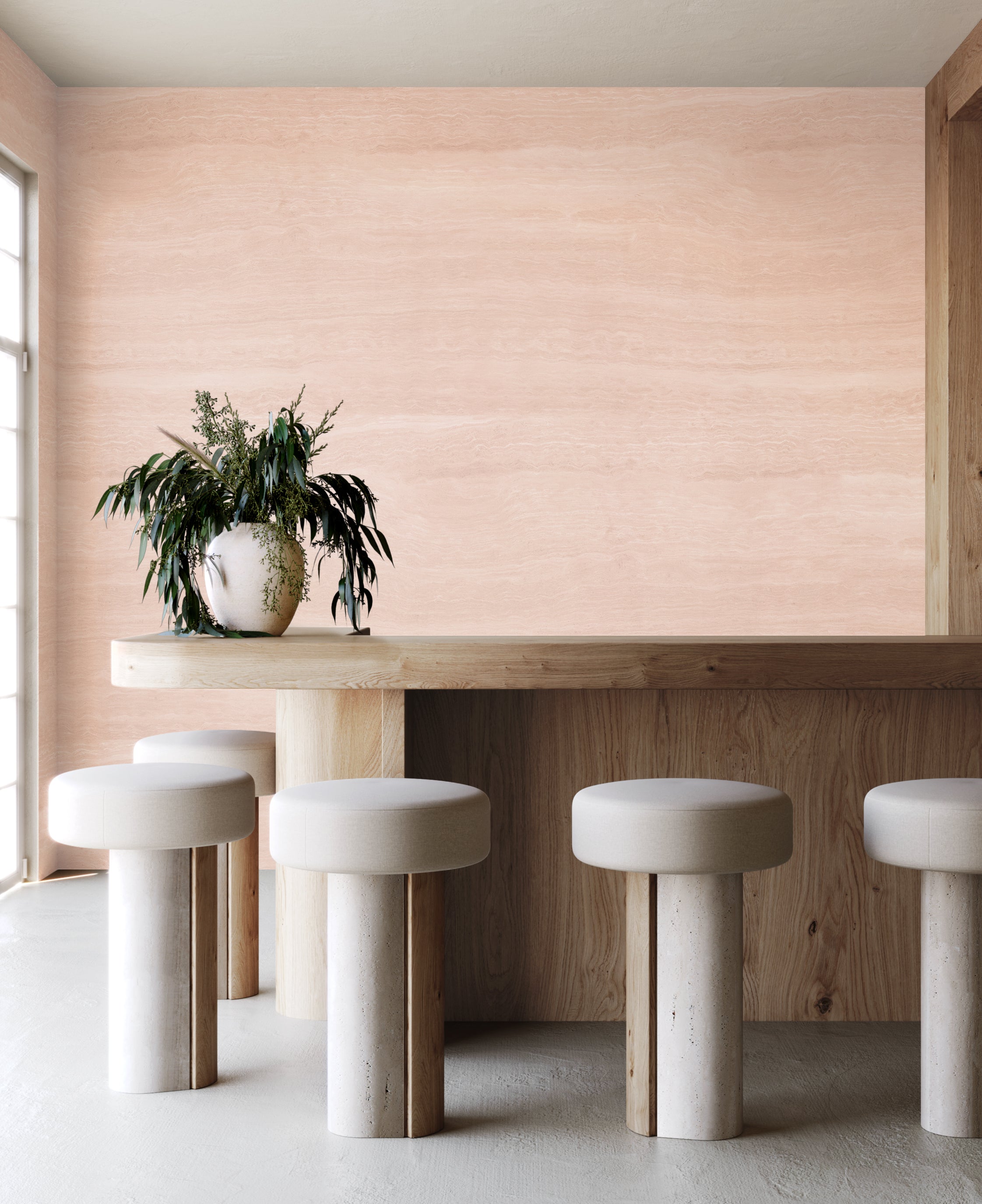 Limestone© Mural Wallpaper in Shell